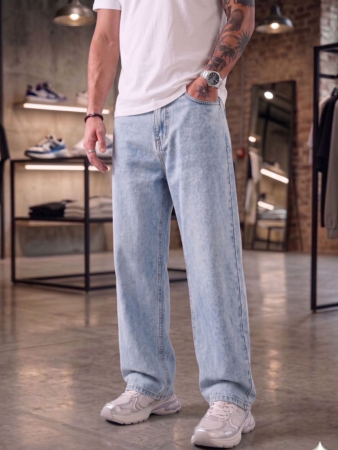 Gaucha Men Relaxed Fit Mid-Rise Acid Wash Stretchable Jeans