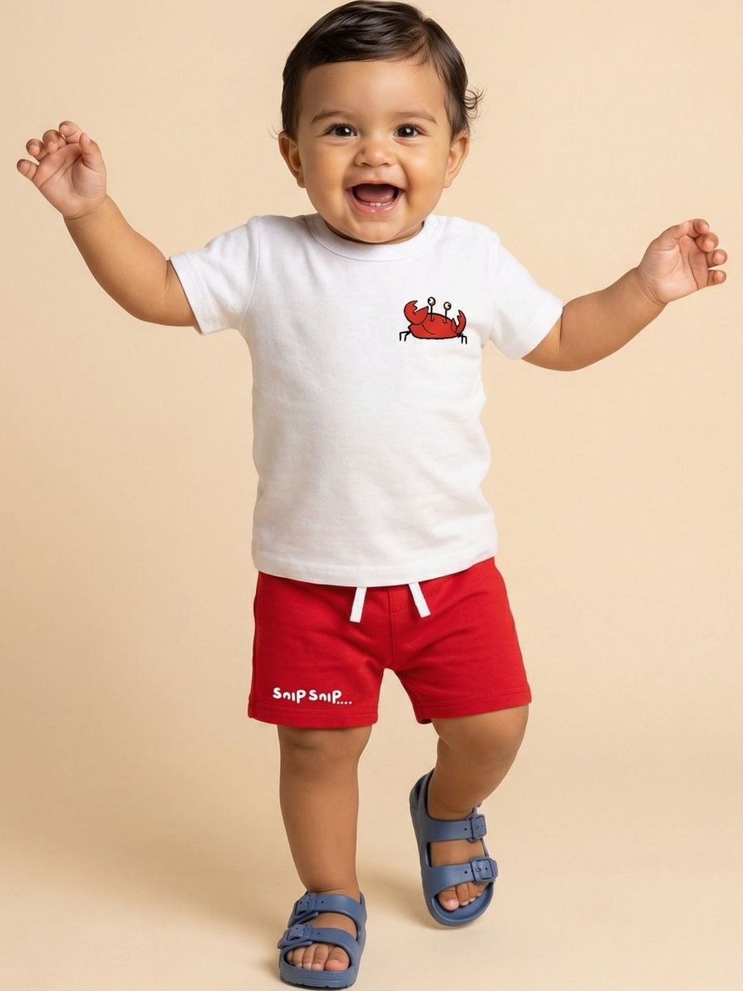 Nauti Nati Boys Beach Printed Pure Cotton Christmas T-shirt With Shorts Clothing Set