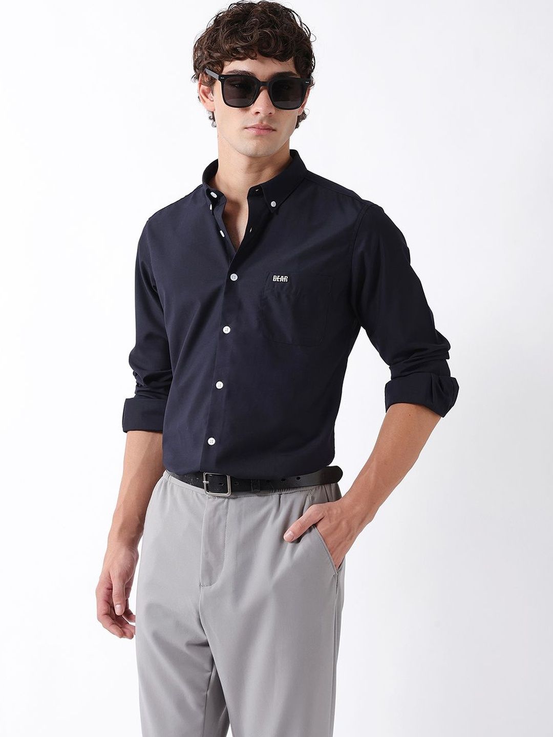 THE BEAR HOUSE Men Solid Slim Fit Formal Shirt