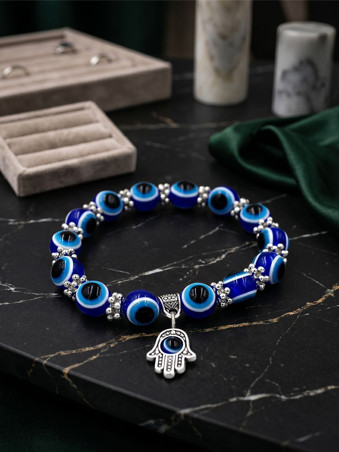 YouBella Women Silver Plated Elasticated Bracelet