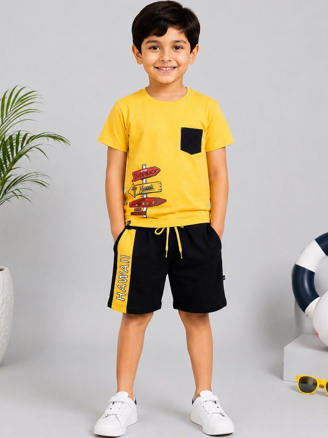 3PIN Boys Printed Pure Cotton T-shirt with Shorts