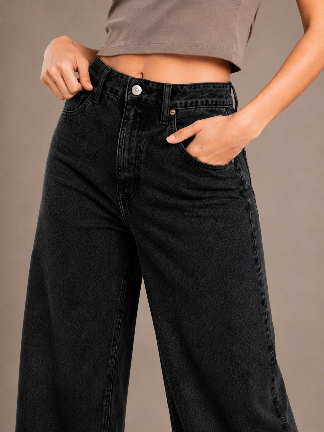 Women Comfort Wide Leg High-Rise Light Fade Stretchable Jeans 5