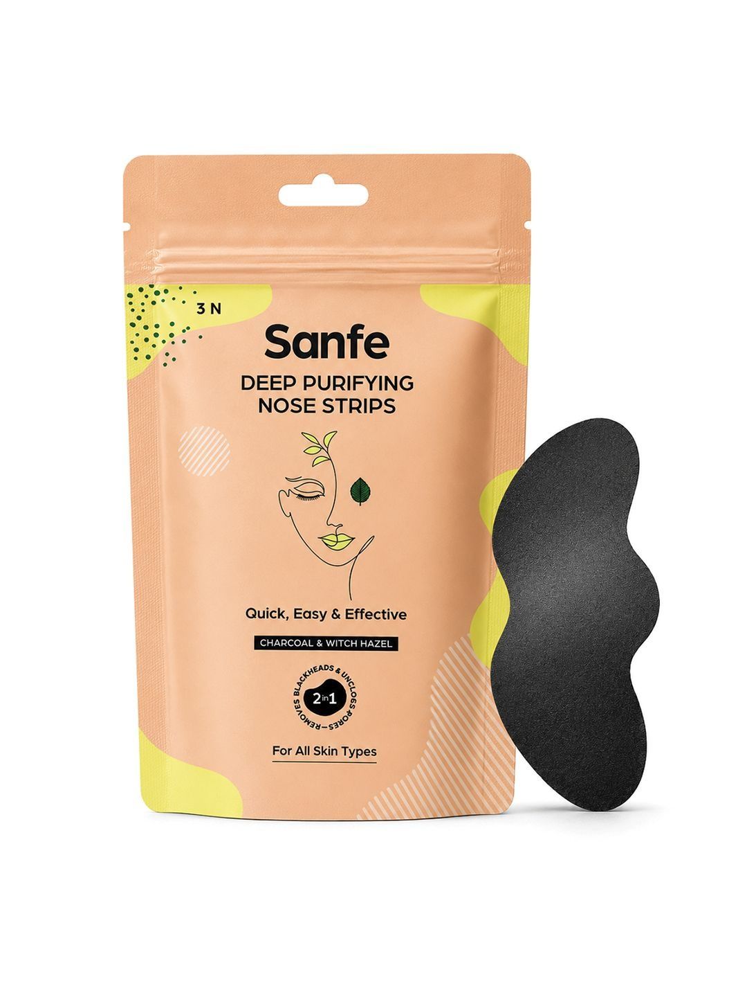 Sanfe Deep Purifying Nose Strips for Women To Remove Blackheads and Cleanse Pores - 3 Pcs