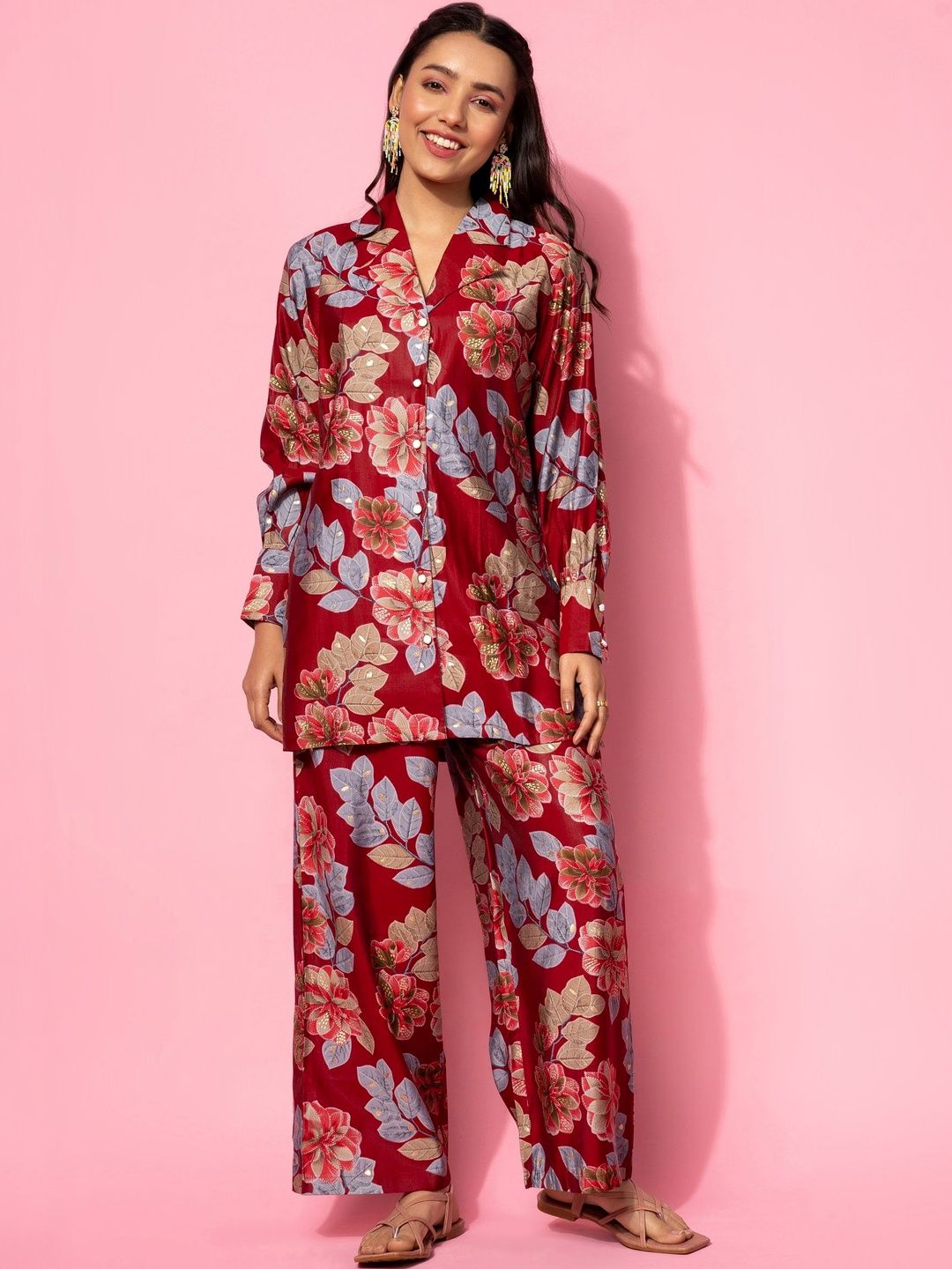 Gerua By Libas Floral Printed Shirt with Palazzos