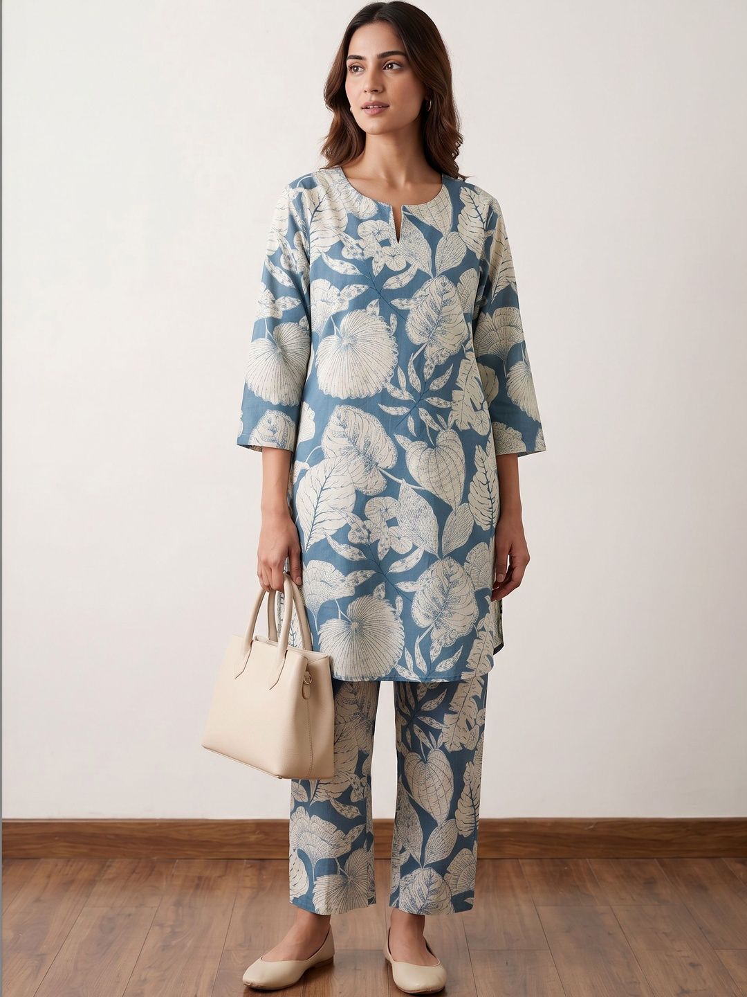 Kirrin Floral Cotton Printed Tunic with Trousers