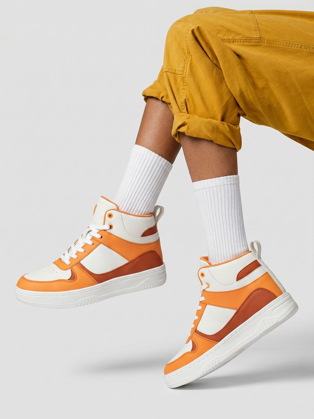 glitchez Women Colourblocked Mid-Top Sneakers with Perforated Detail