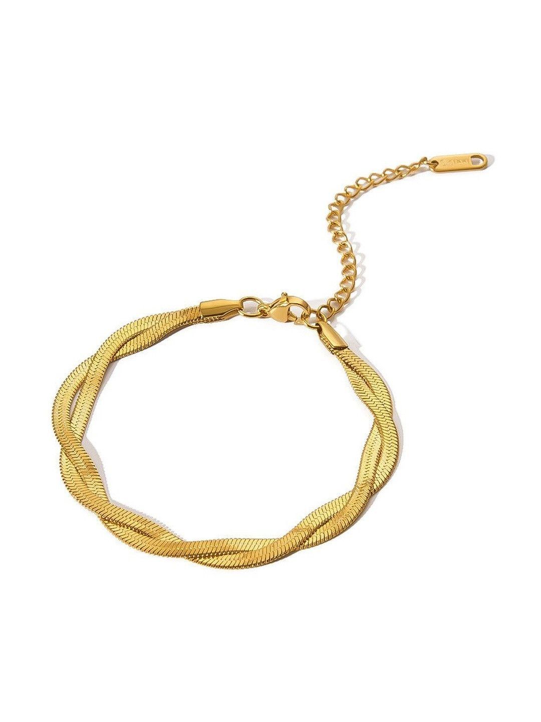 DIVING SWAN Women 18K Thick Gold Plated Niva Serpent Twist Chain Bracelet