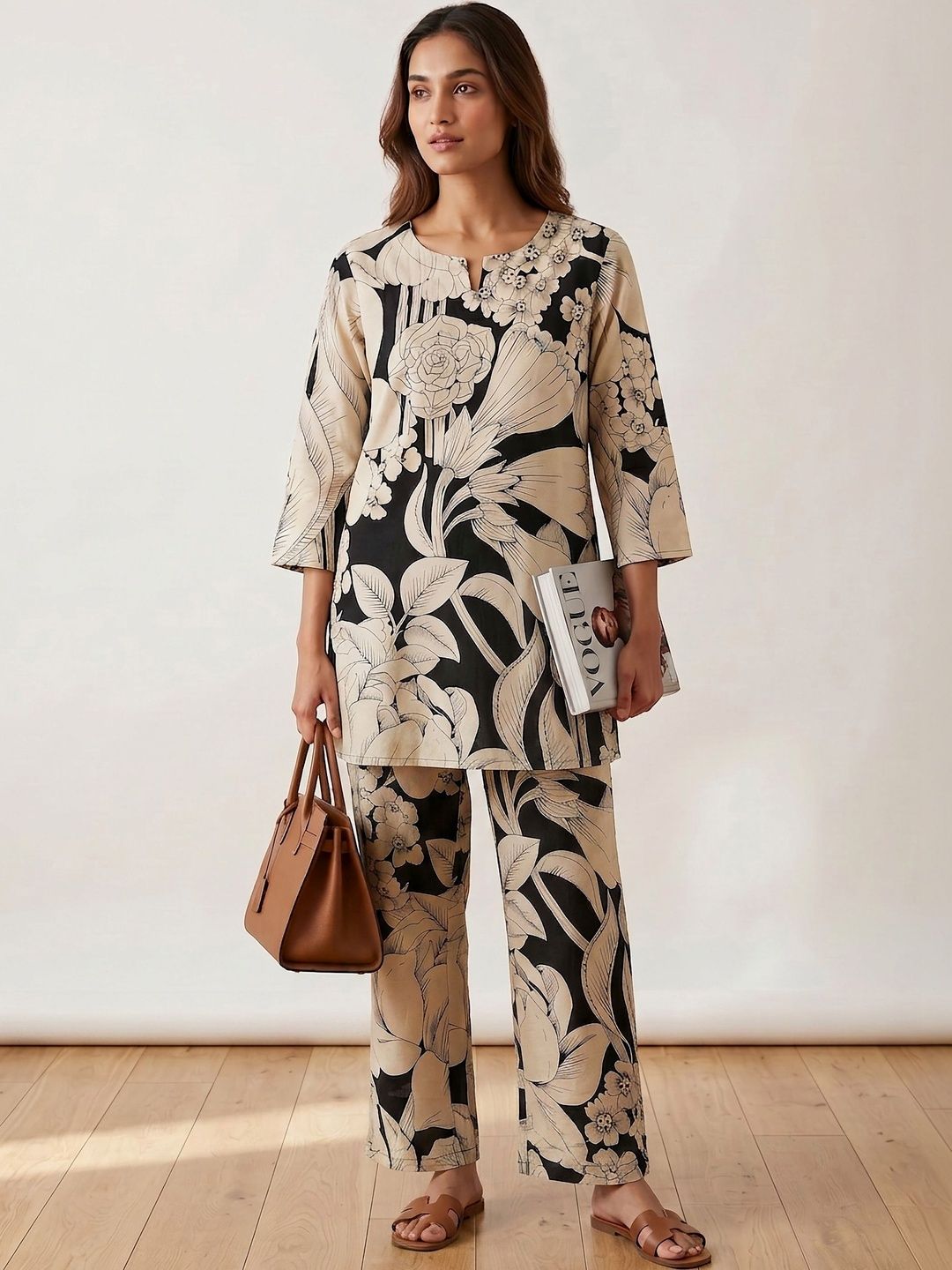 Kirrin Floral Cotton Printed Top with Trousers