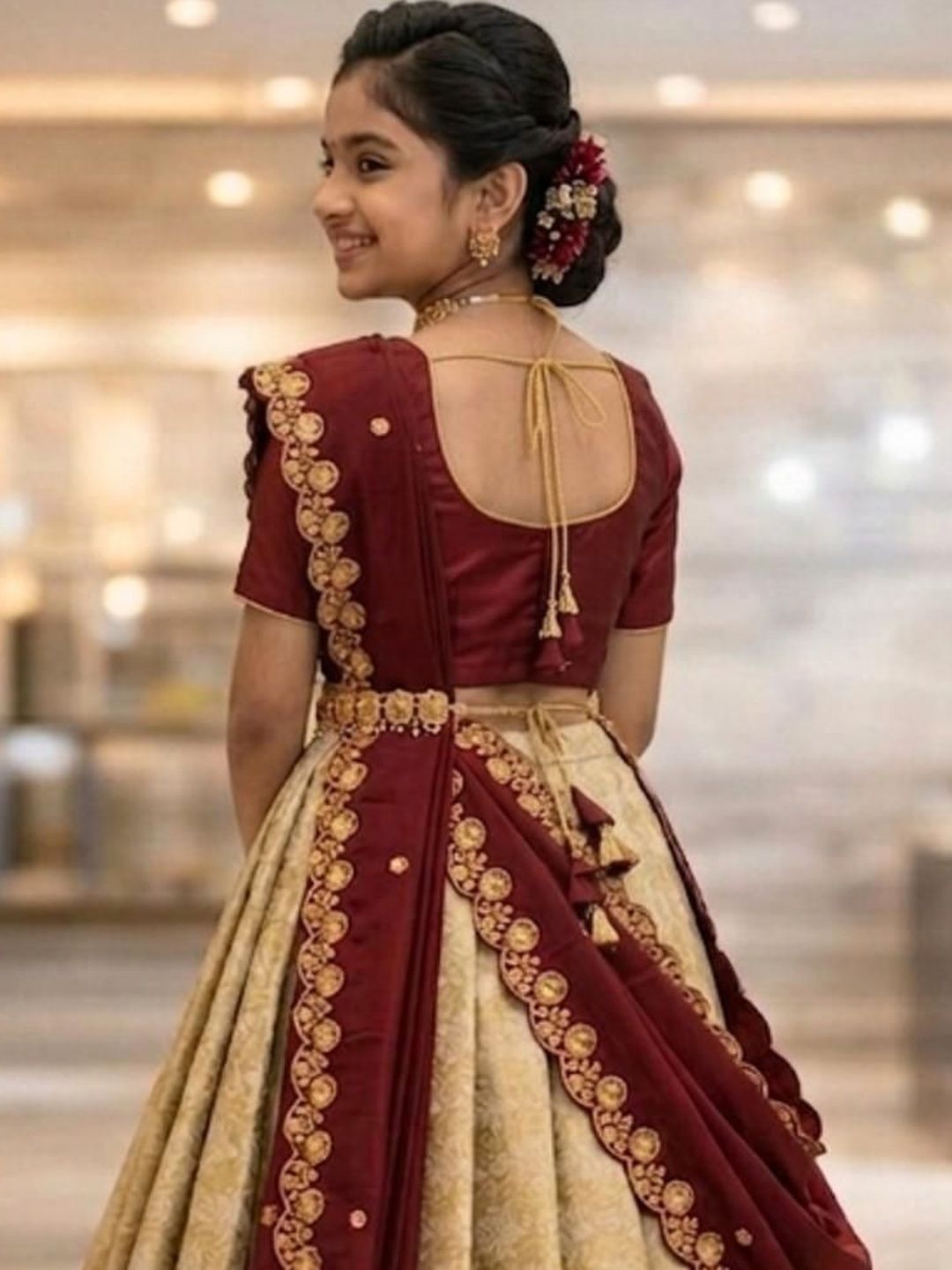 Girls Embellished Ready to Wear Lehenga & Blouse With Dupatta 3