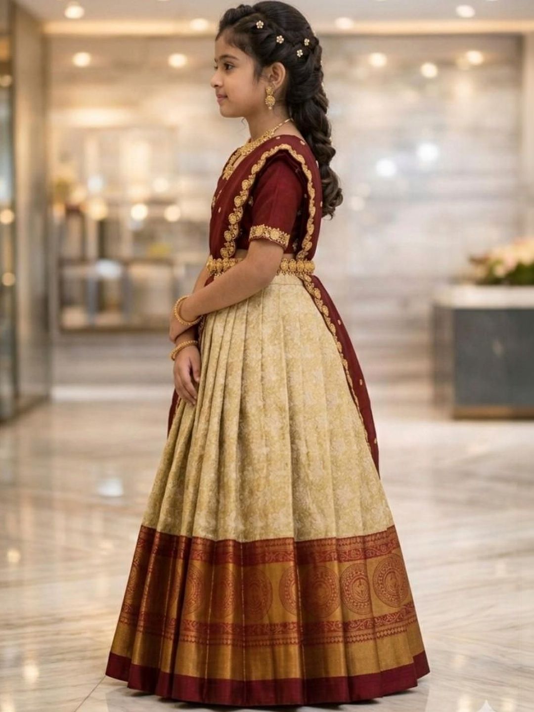 Girls Embellished Ready to Wear Lehenga & Blouse With Dupatta 2