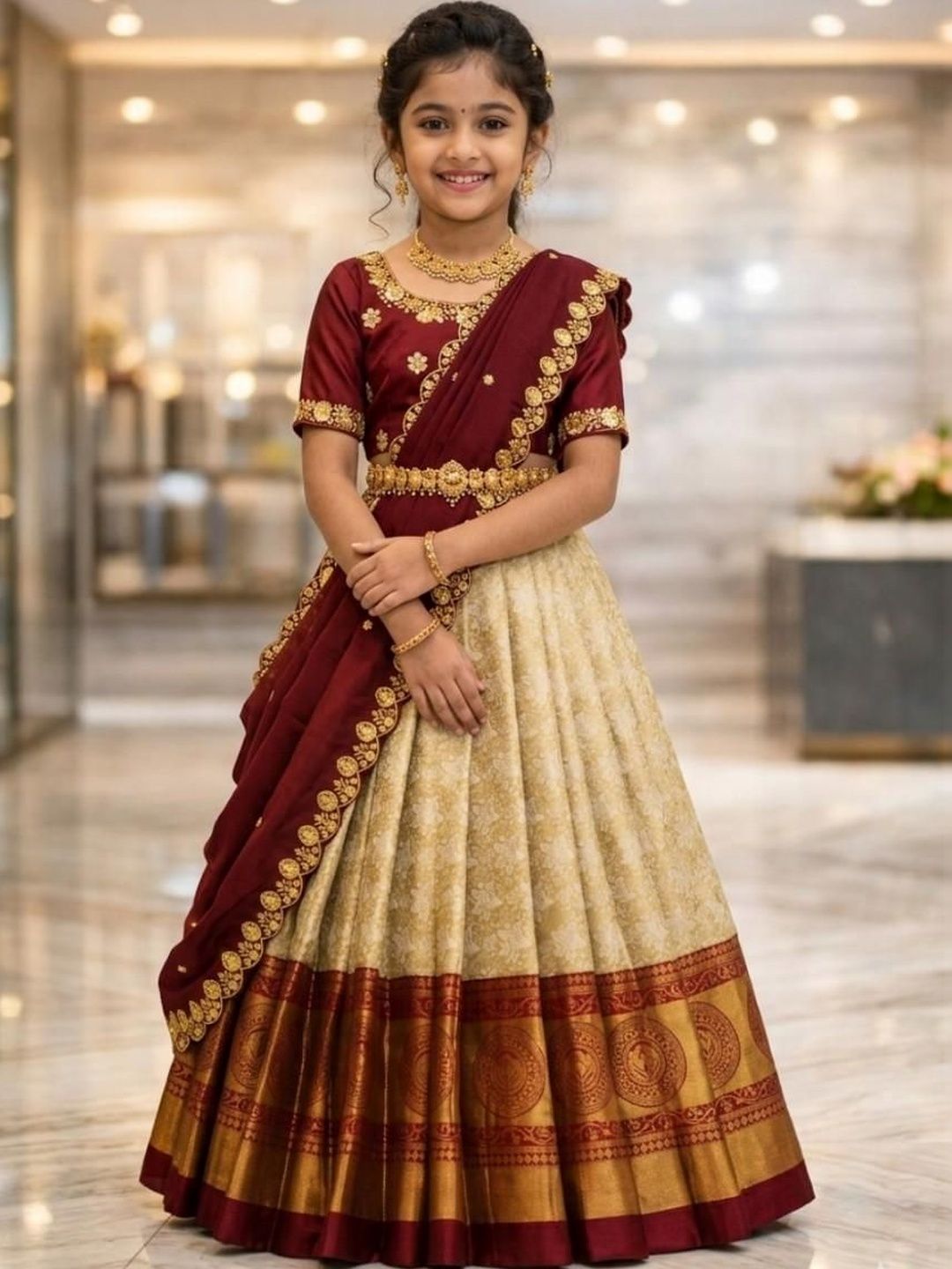 Girls Embellished Ready to Wear Lehenga & Blouse With Dupatta