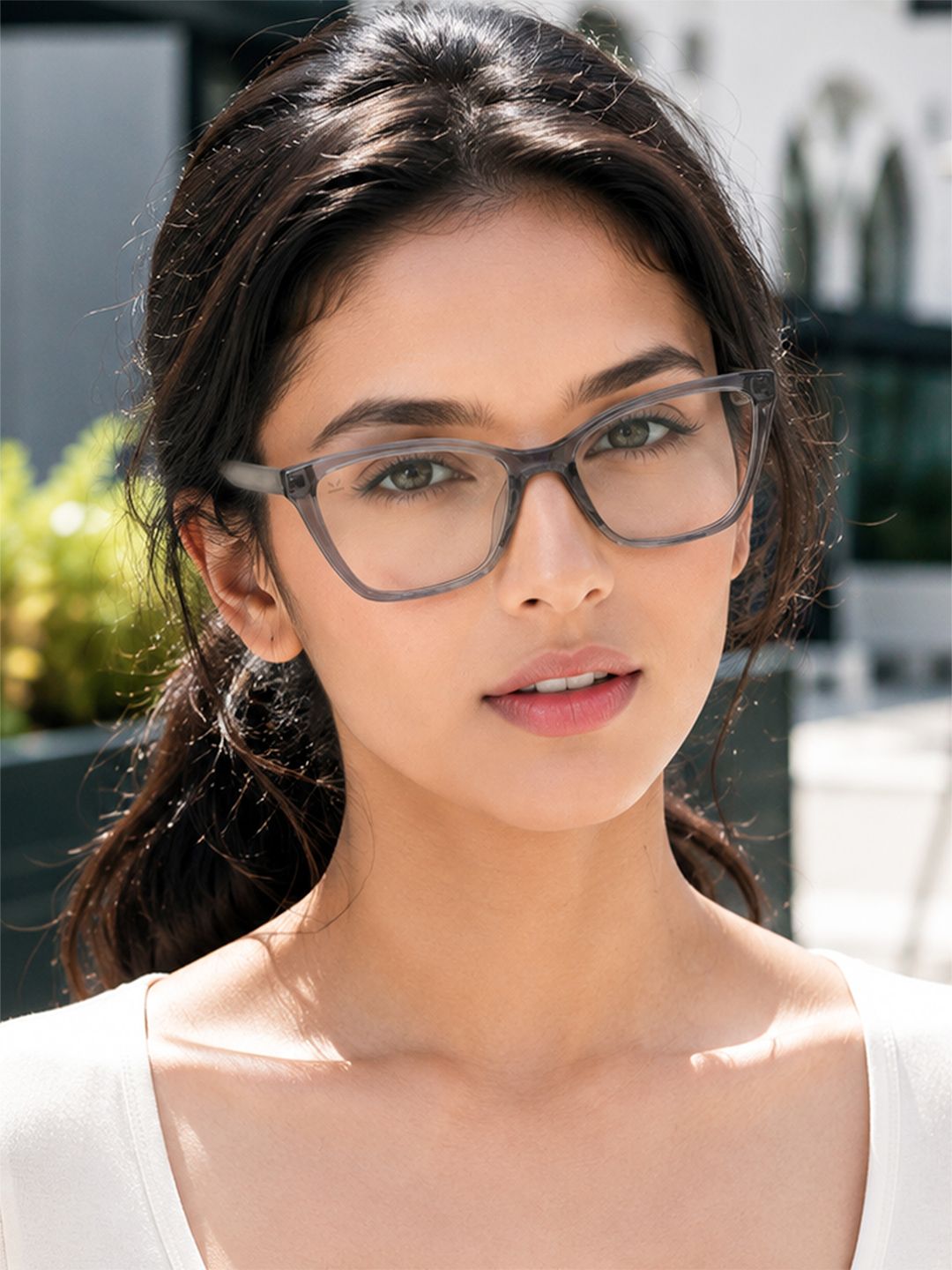PERKEY Women Soft Full Rim Cat Eye Shiny Grey Eyeglass Frame