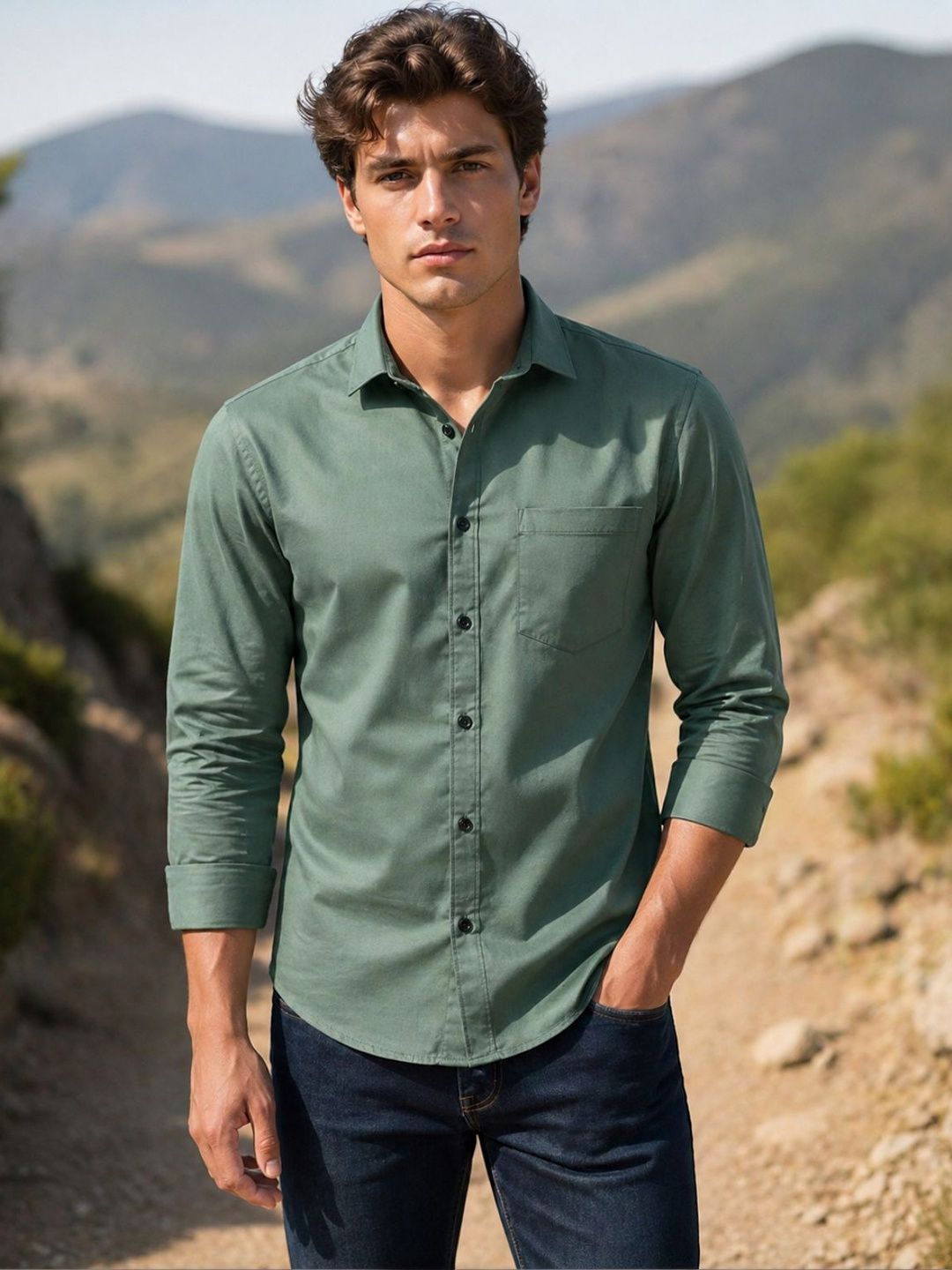 The Roadster Lifestyle Co Cotton Spread Collar Full Sleeves Shirt