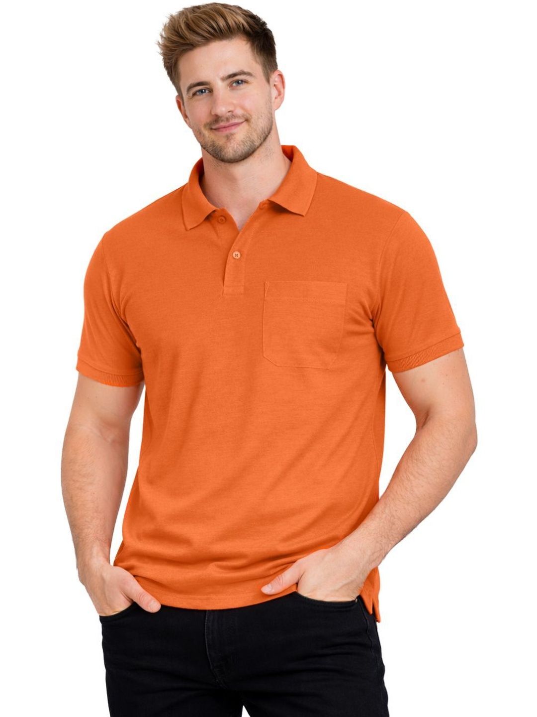 SMAN Men Polo Collar Pockets T-shirt