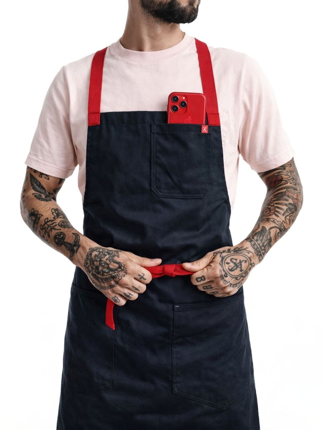 ReedWorth Crimpson Cavier Pro Chef Apron with Red Straps Crossback