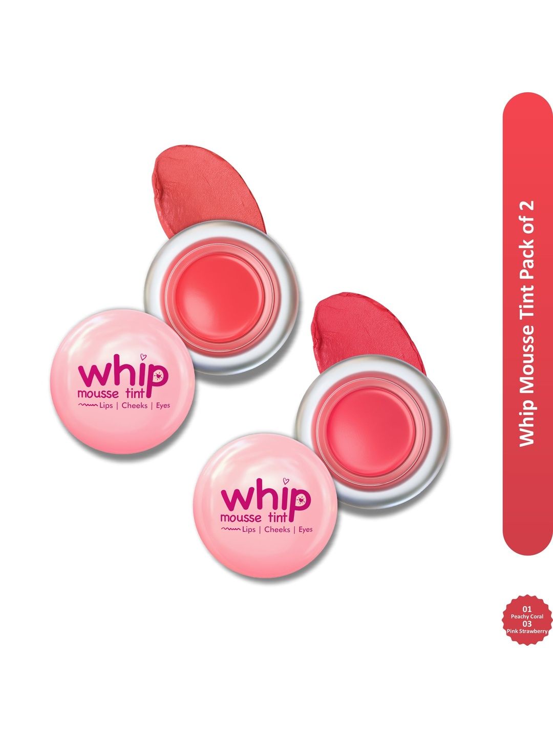 Buy GLAM21 Set Of 2 Whip Mousse Lip Tints   8 G Each   Peachy Coral & Pink Strawberry -  - Personal Care for Women