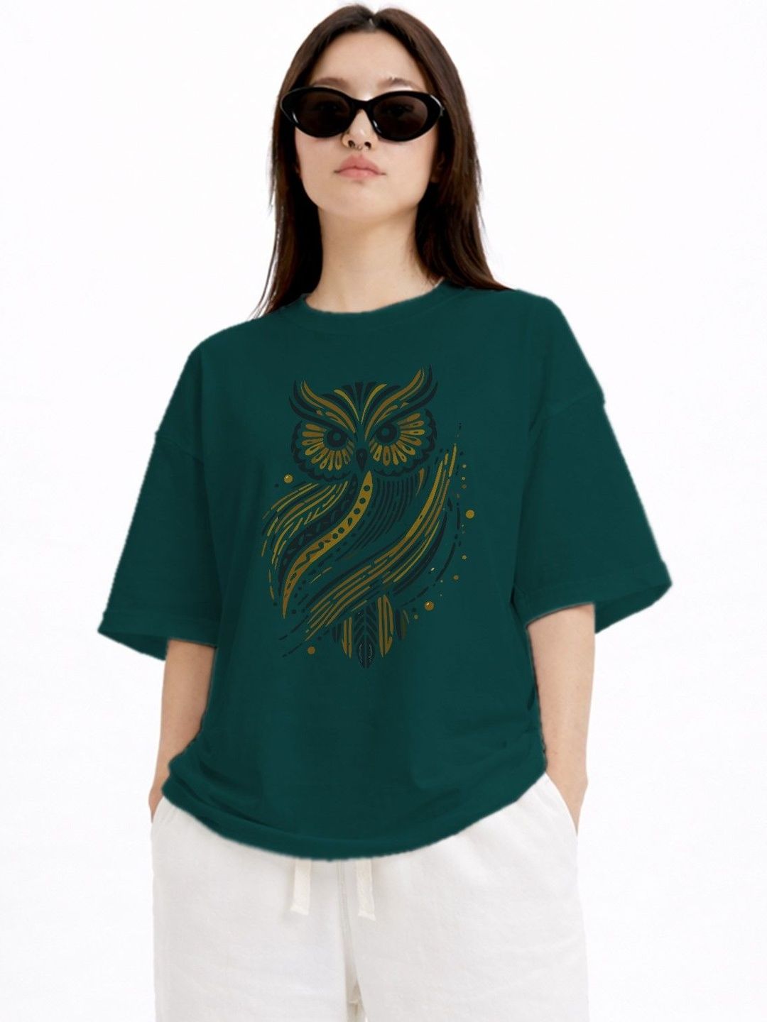 The Roadster Lifestyle Co Printed Organic Cotton Round Neck Oversized Tshirt
