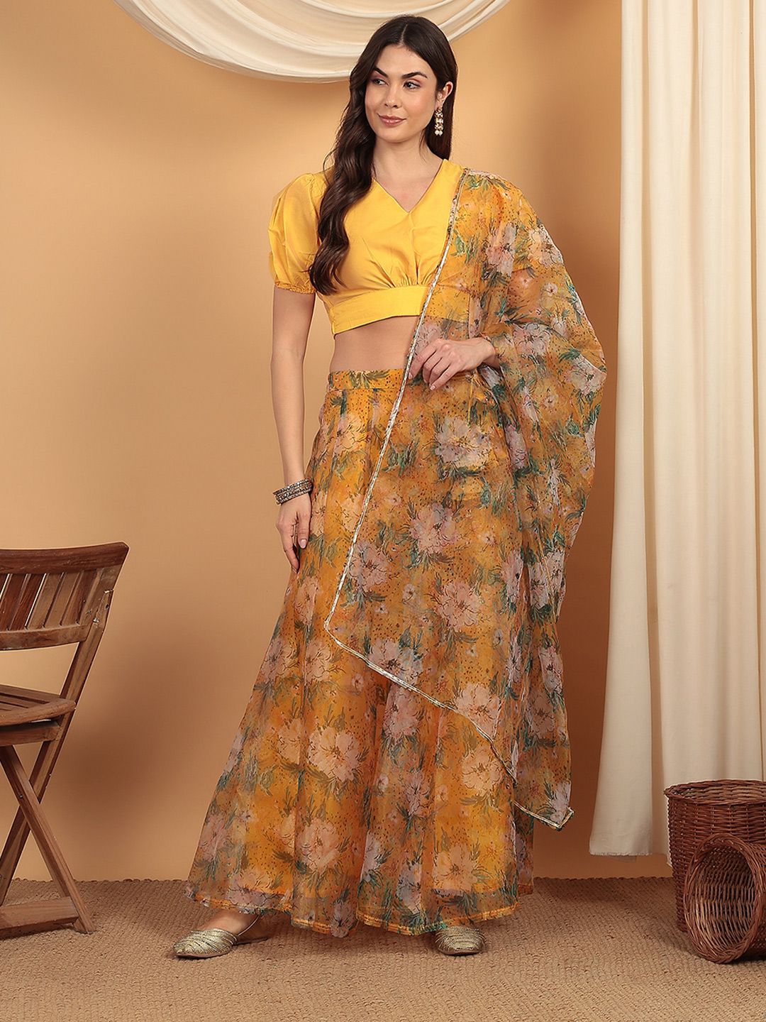 Frolic Rolic Floral Printed Lehenga & Silk Blouse Set with Dupatta