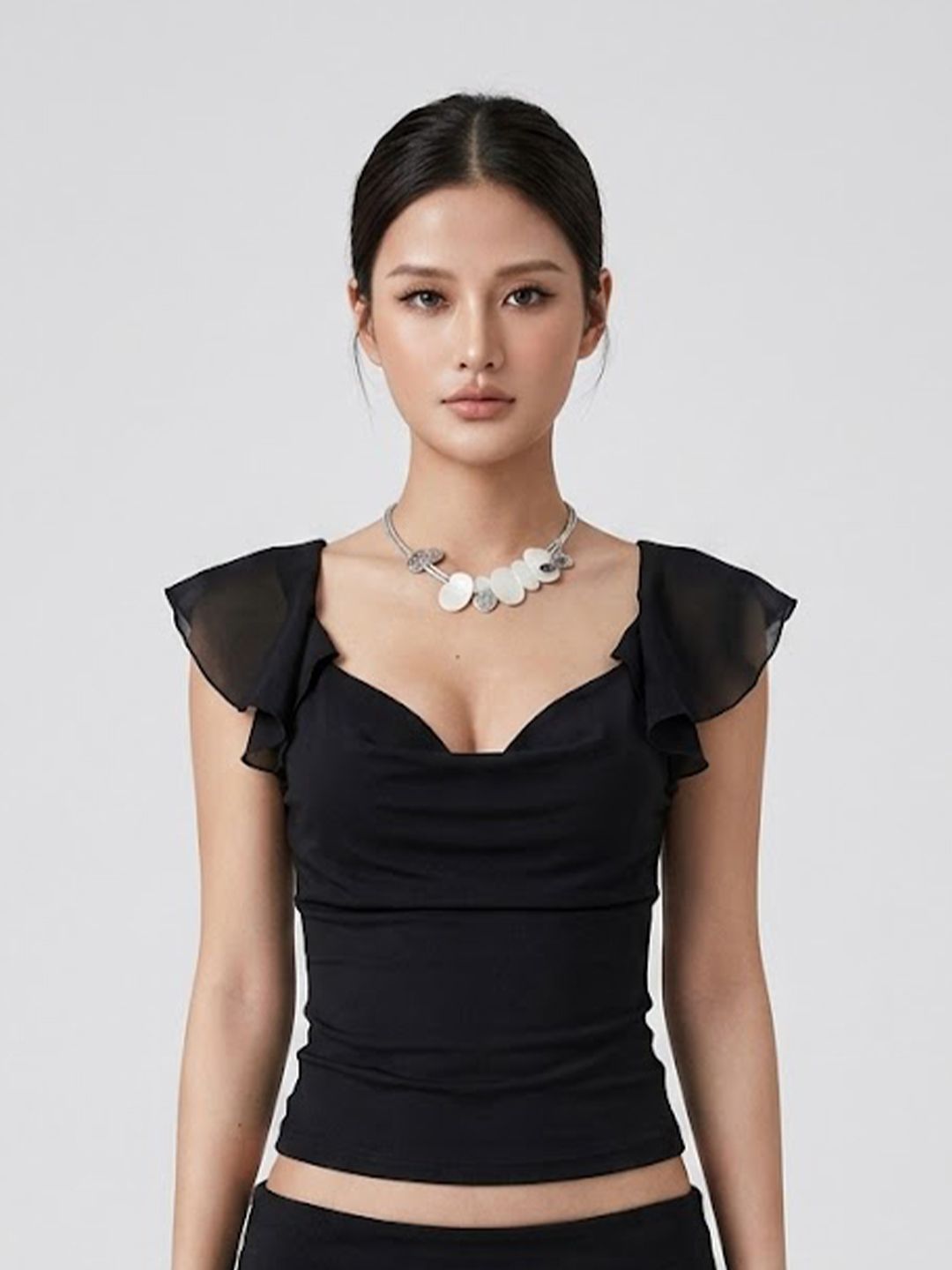 StyleCast x Revolte Flutter Sleeve Crop Top