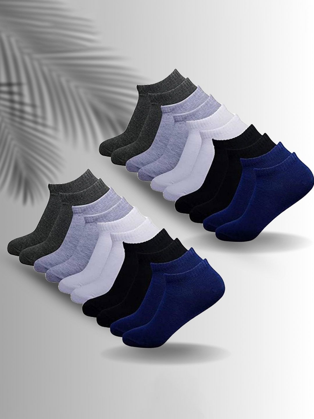 MJE Men Pack of 10 Cotton Blend Assorted Shoe Liners Socks