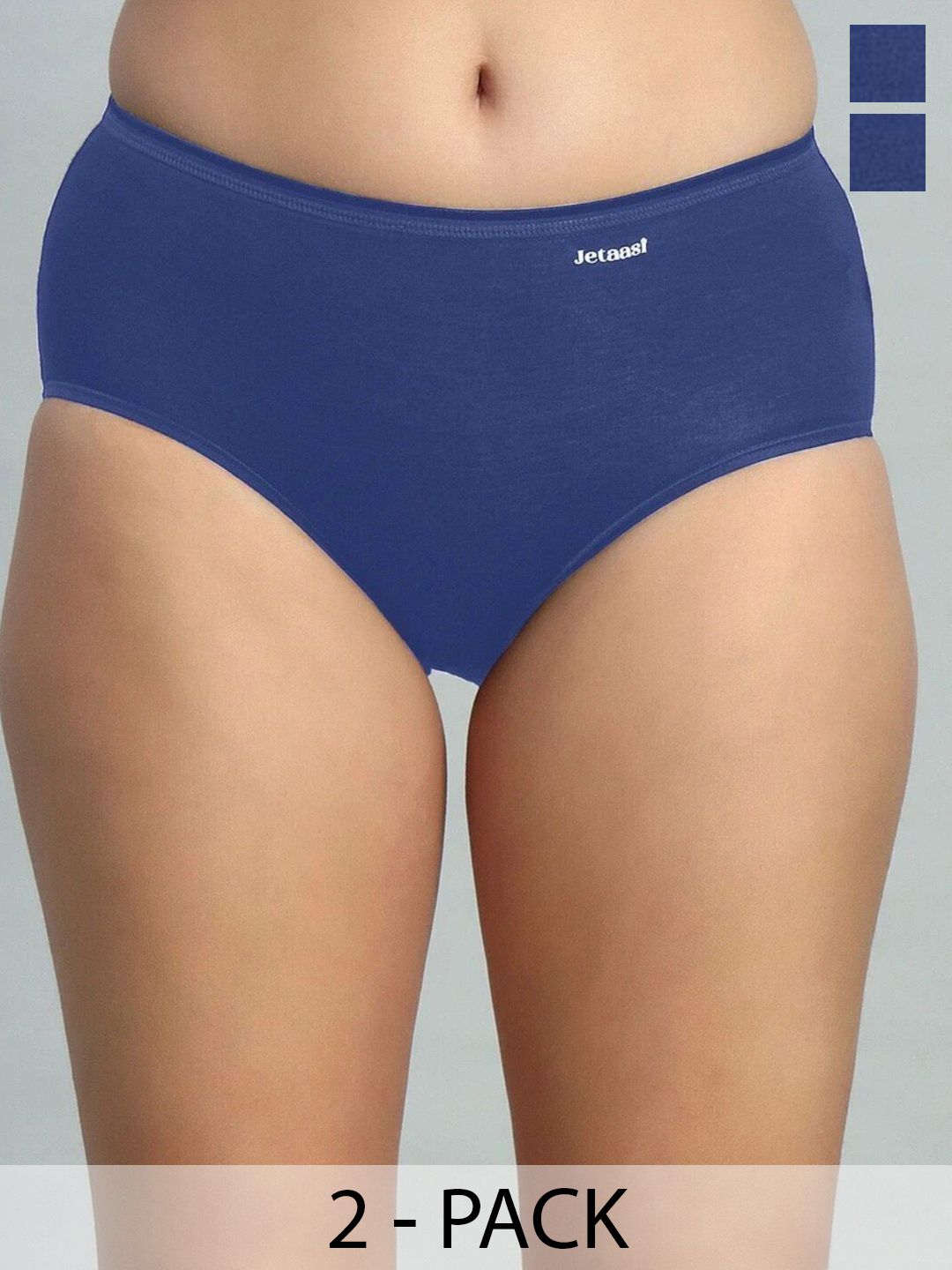 Jetaasi Women Pack of 2 Assorted Cotton Blend Basic Briefs