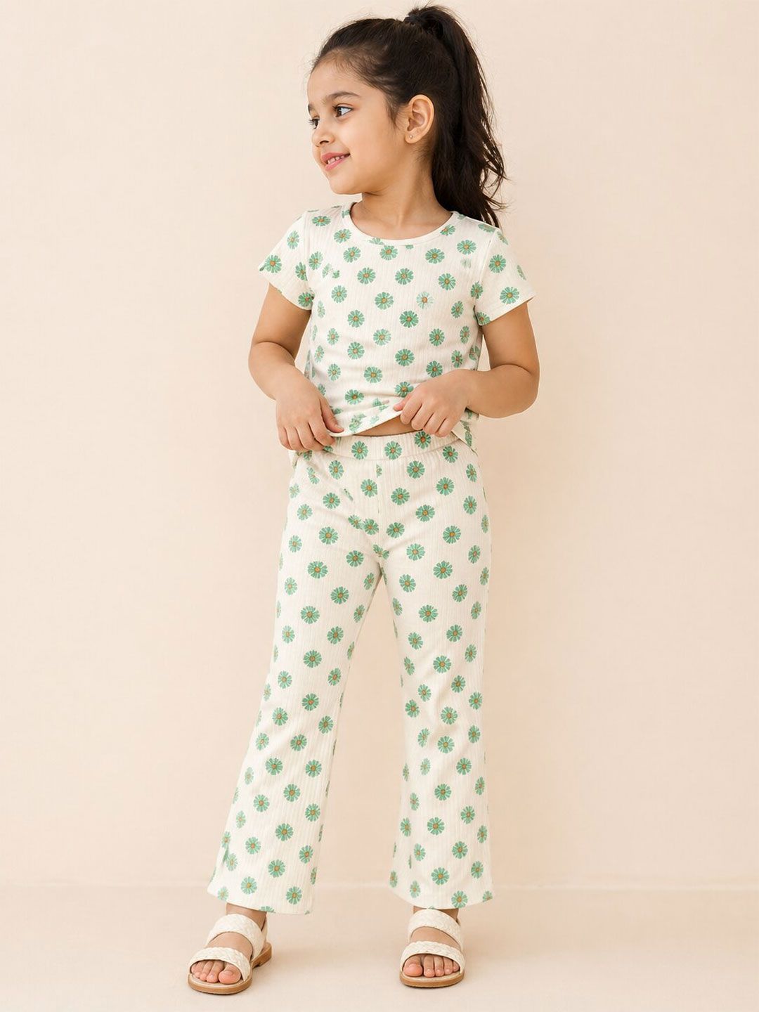 Buy LITTLE APPLE Girls Printed T Shirt With Trousers -  - Apparel for Girls