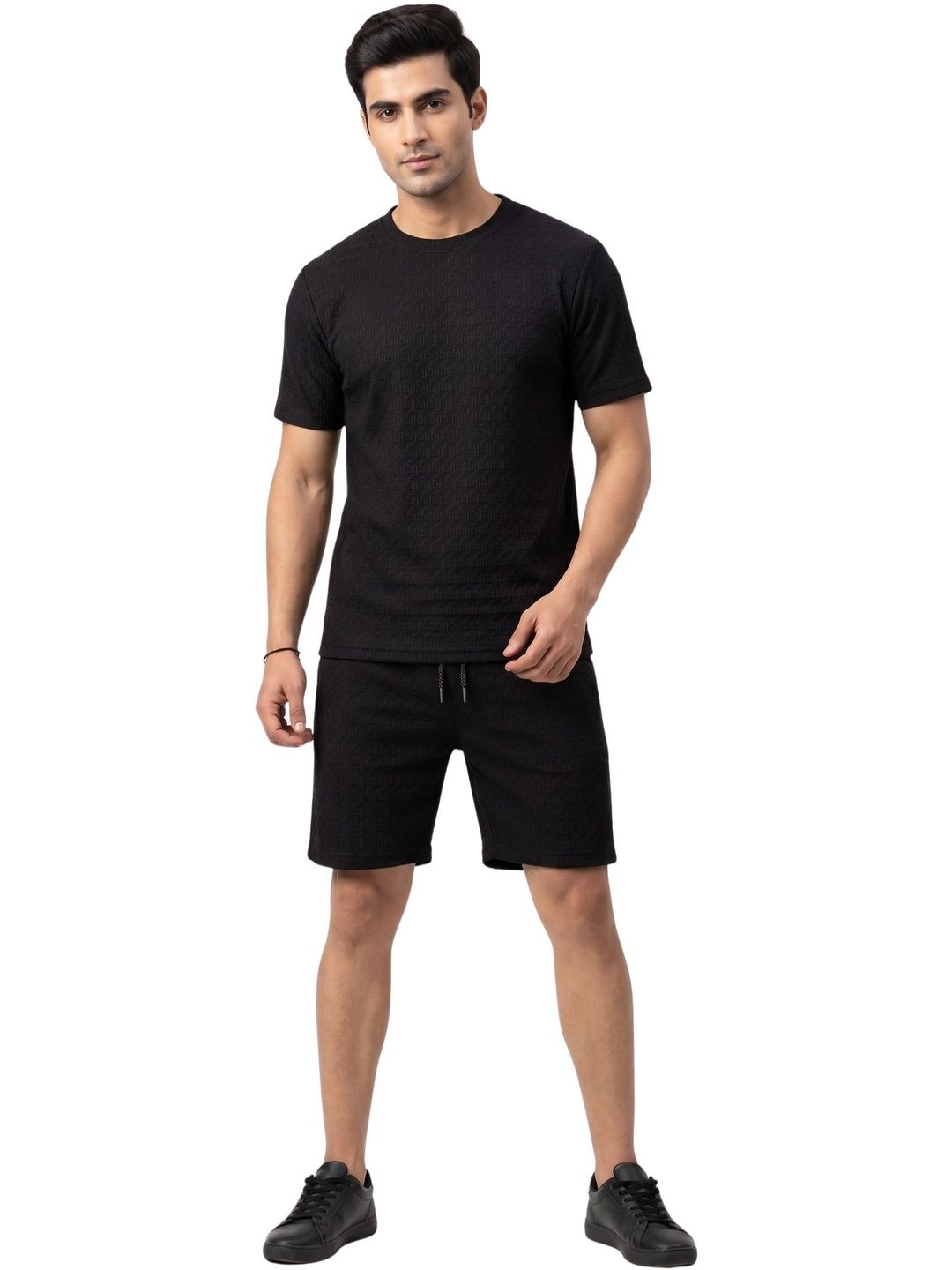 Amoldo Self Design T-shirt with Shorts
