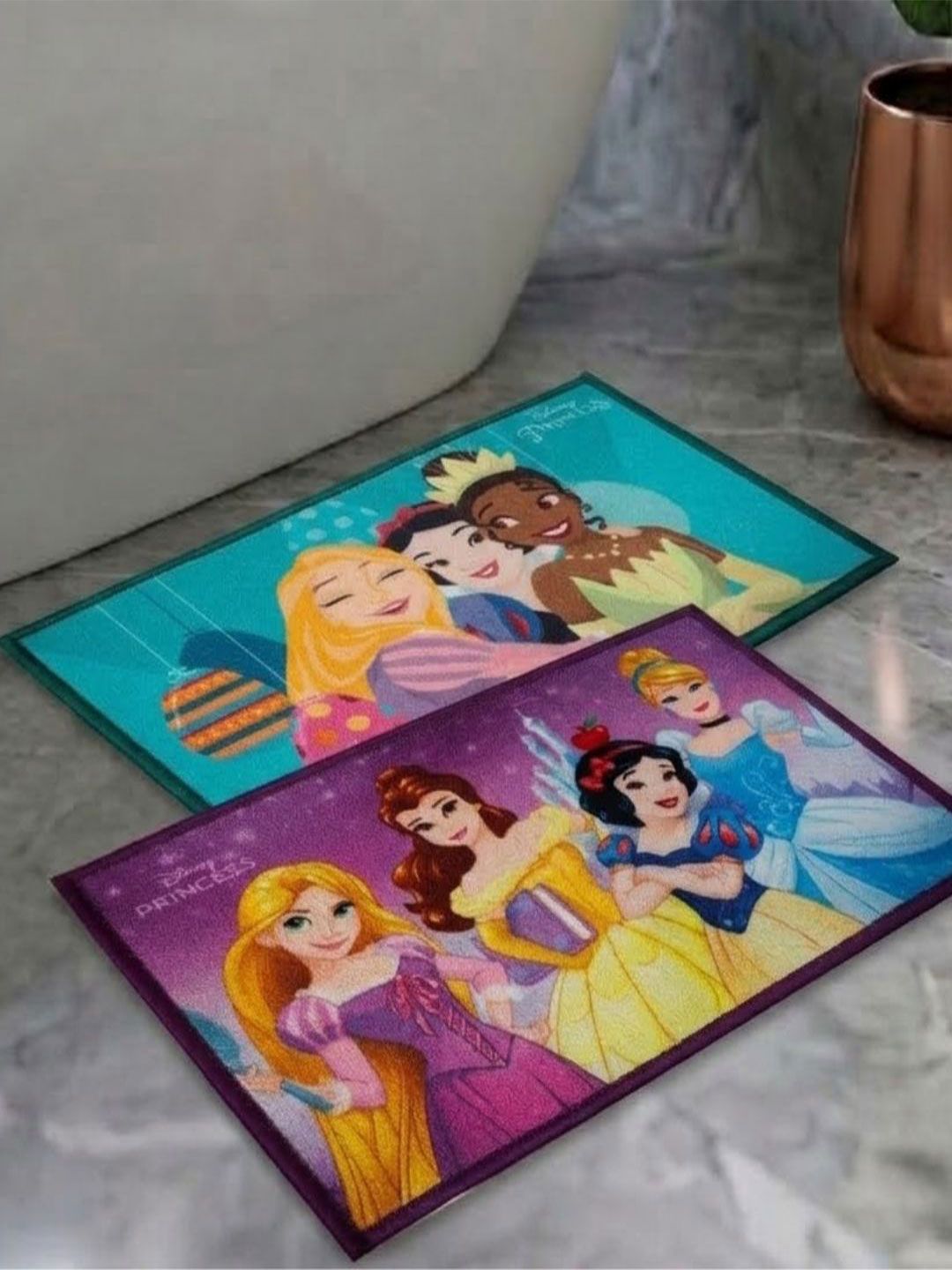 Buy Athom Living Multicolor Set Of 2 Princess Character Theme Anti Slip Bathmat 57x37cm -  - Home for Unisex Kids