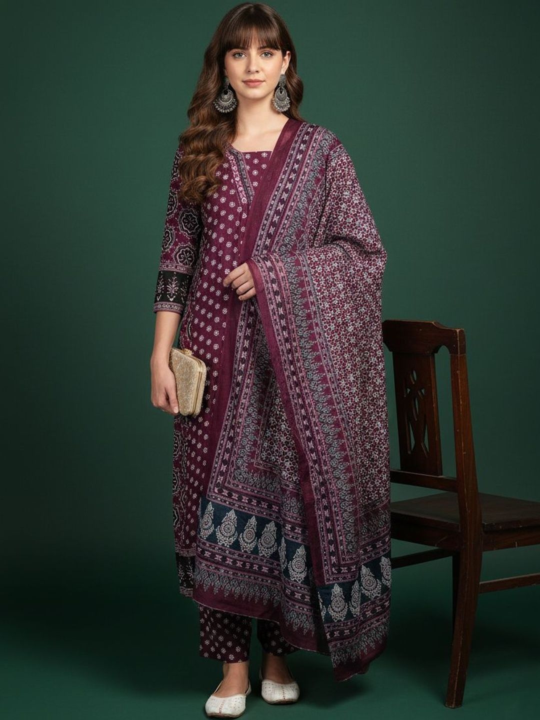 JAINICA Women Ethnic Motifs Printed Regular Kurta with Palazzos & With Dupatta