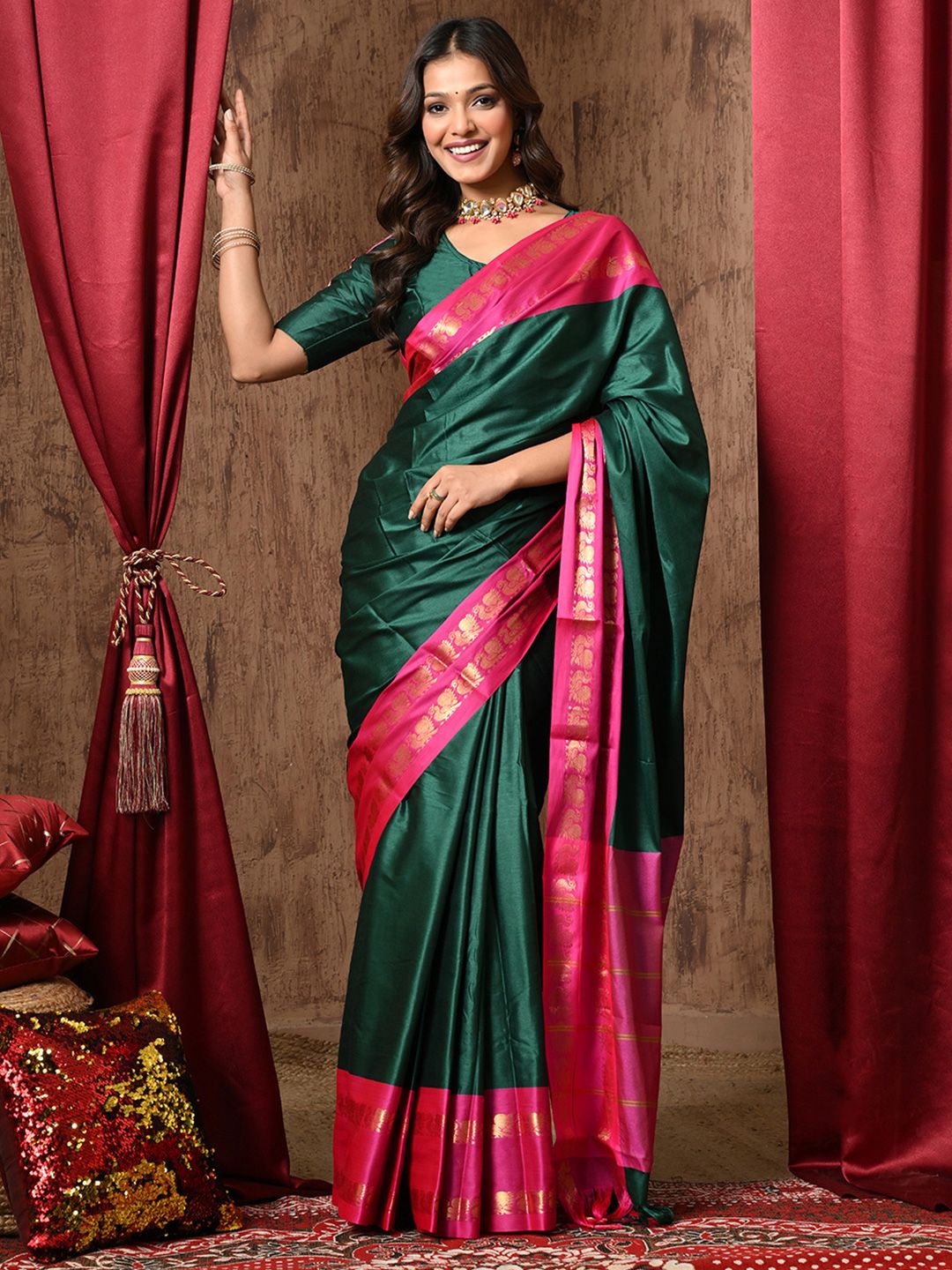 UMANTA Silk Cotton Gadwal Sarees