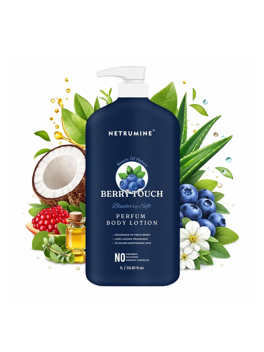 NETRUMINE Berry Soft Strawberry Perfume Body Lotion Smooth & Glowing Skin - 1L