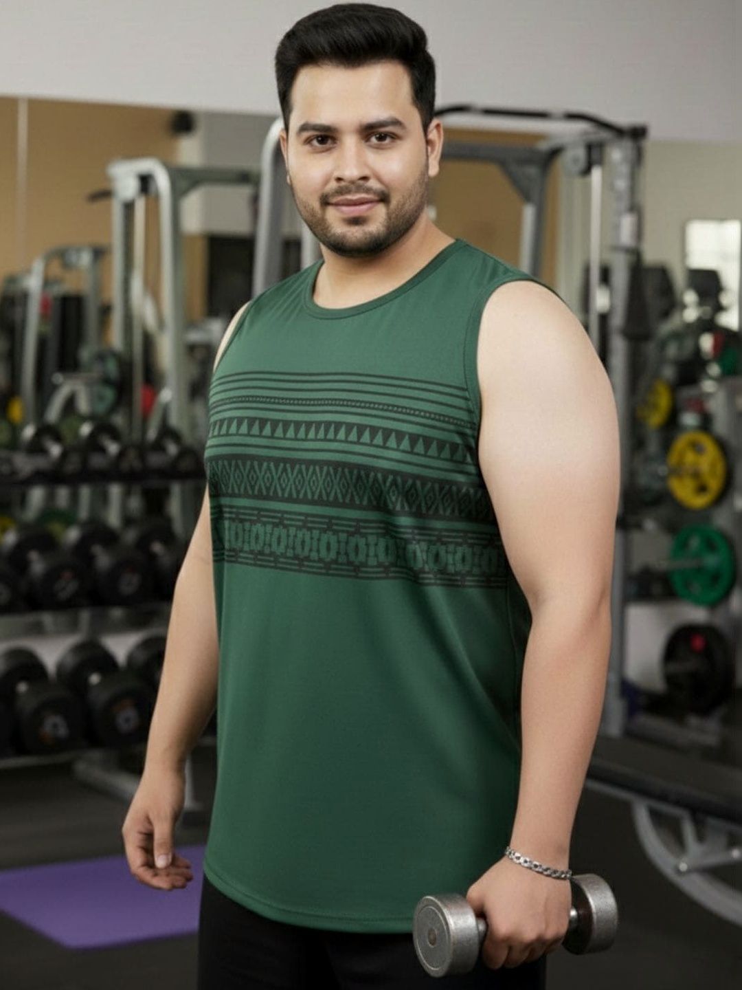 Sztori Men Plus Size Printed Sleevesless Gym Vest T-shirt