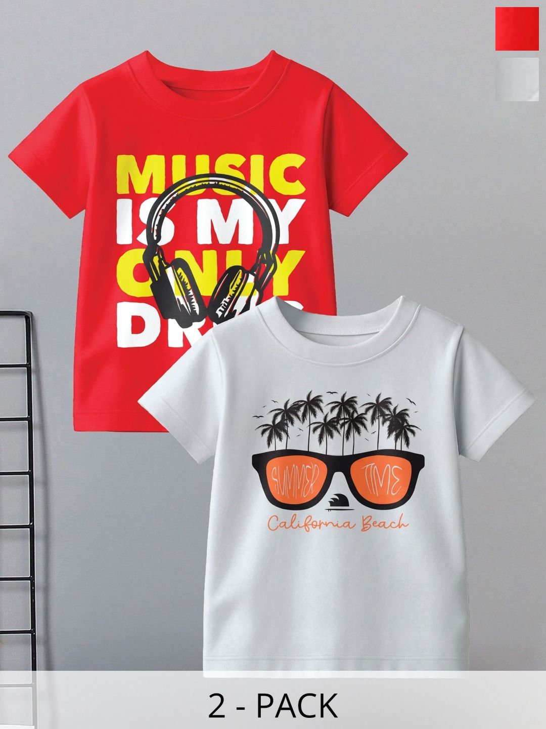 Pixel Punk Boys Pack Of 2 Cotton T-shirt
