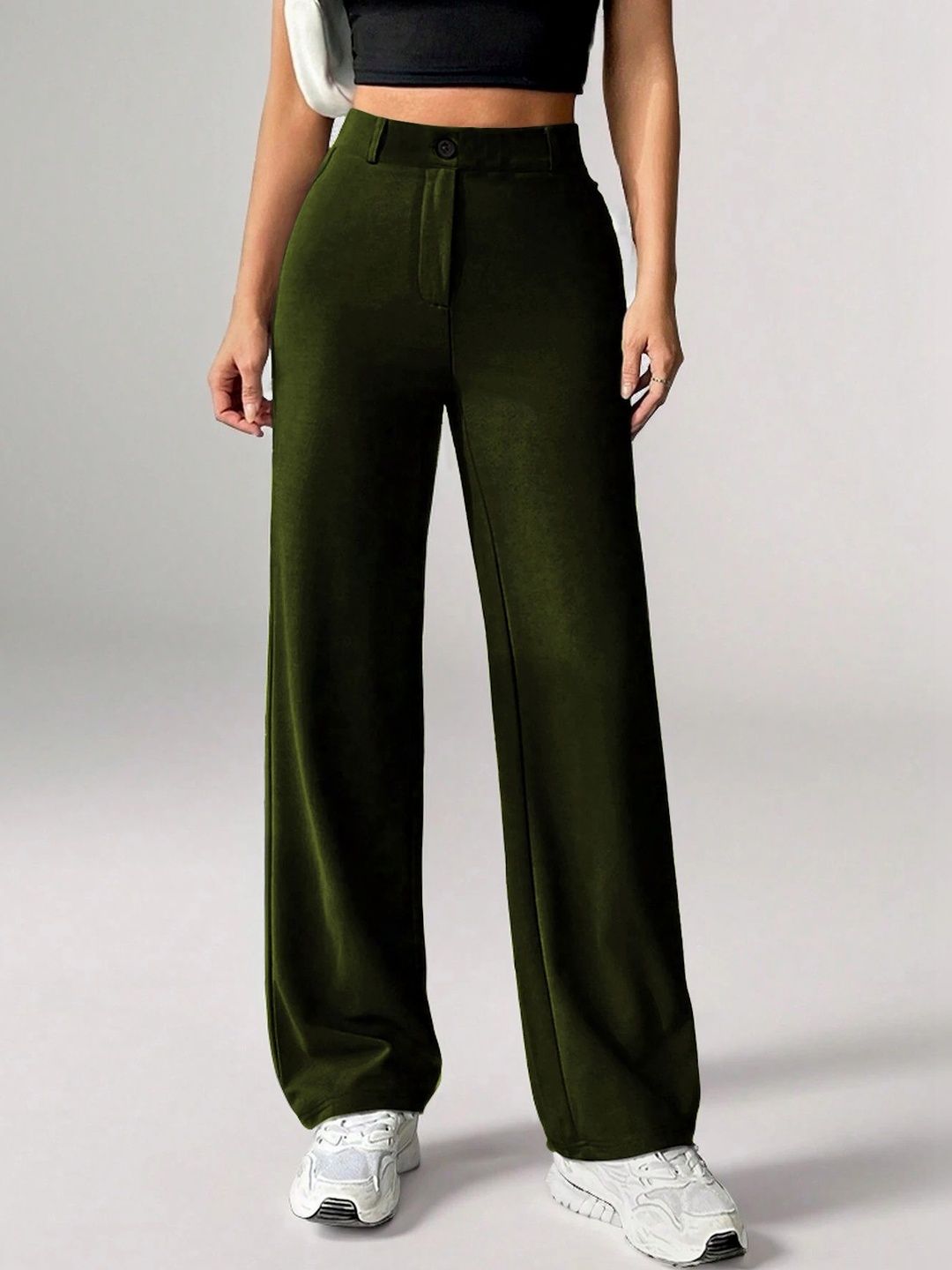 SZN Women Straight Fit High-Rise Easy Wash Trousers