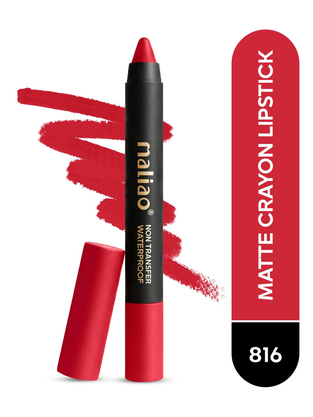 Maliao PoutPlay Non Transfer & Waterproof Crayon Lipstick - Matte Red 816