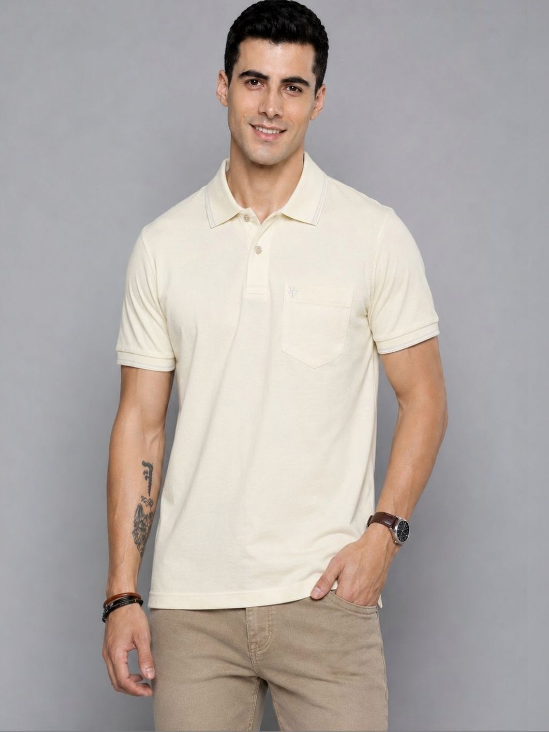 FEVERFEW Men Polo Collar Pockets T-shirt