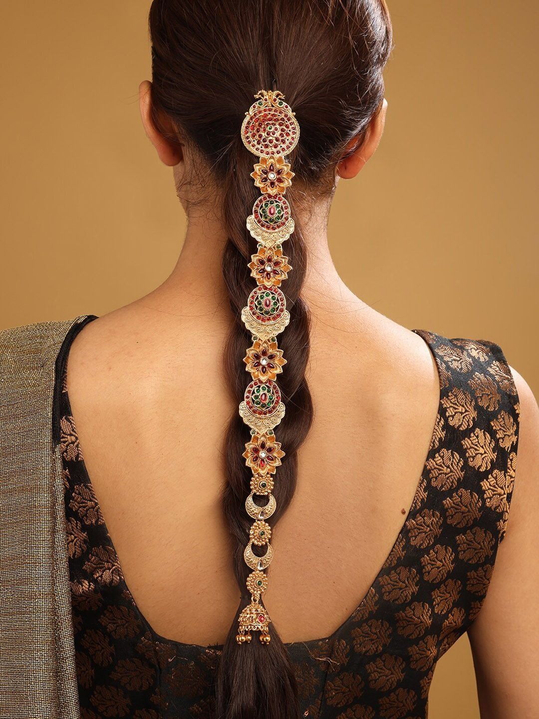 StileAdda Gold-plated Kemp Stone-studded Temple Jada Bilai