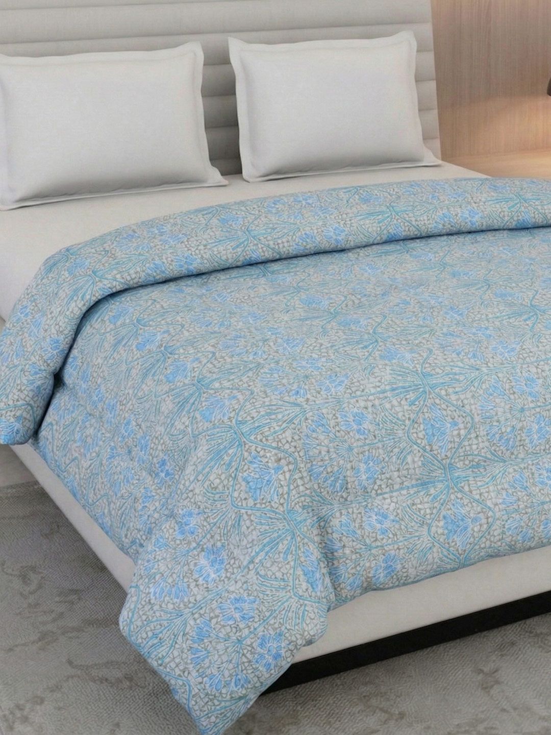Buy Monte Carlo Blue & Blue Floral Summer 150 GSM Comforter -  - Home for Unisex