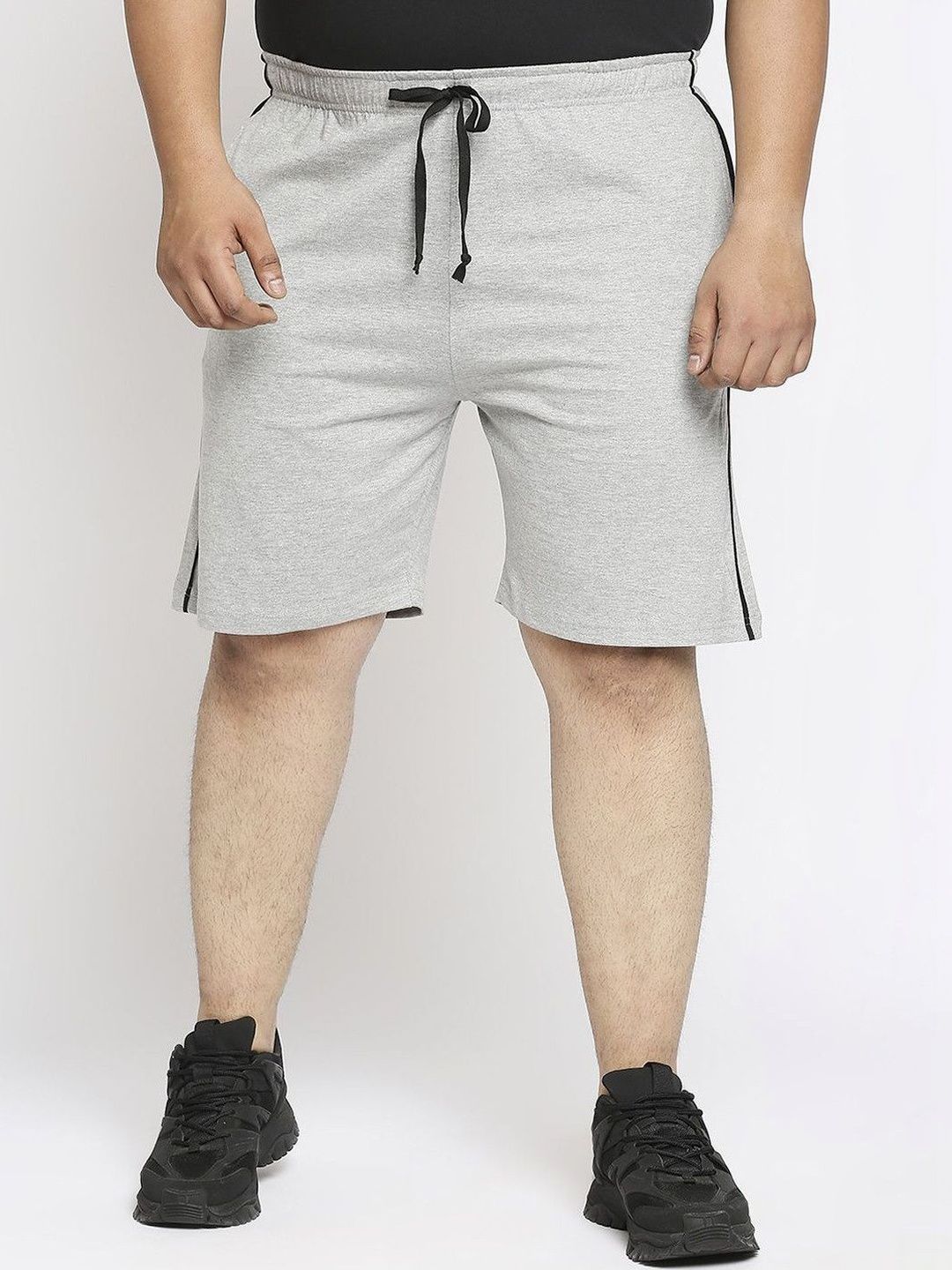 Vaishvik Men Plus Size Casual Cotton  Shorts with Drawstring Waist & Side Piping