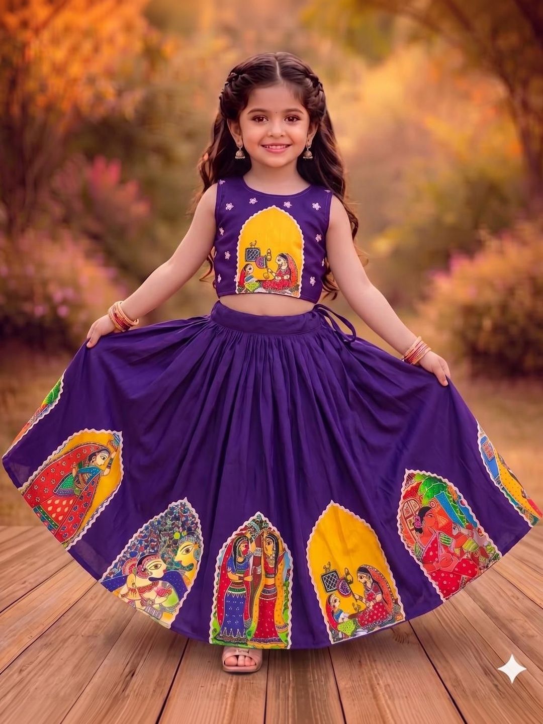RJ ONLINE Girls Embroidered Semi-Stitched Lehenga &