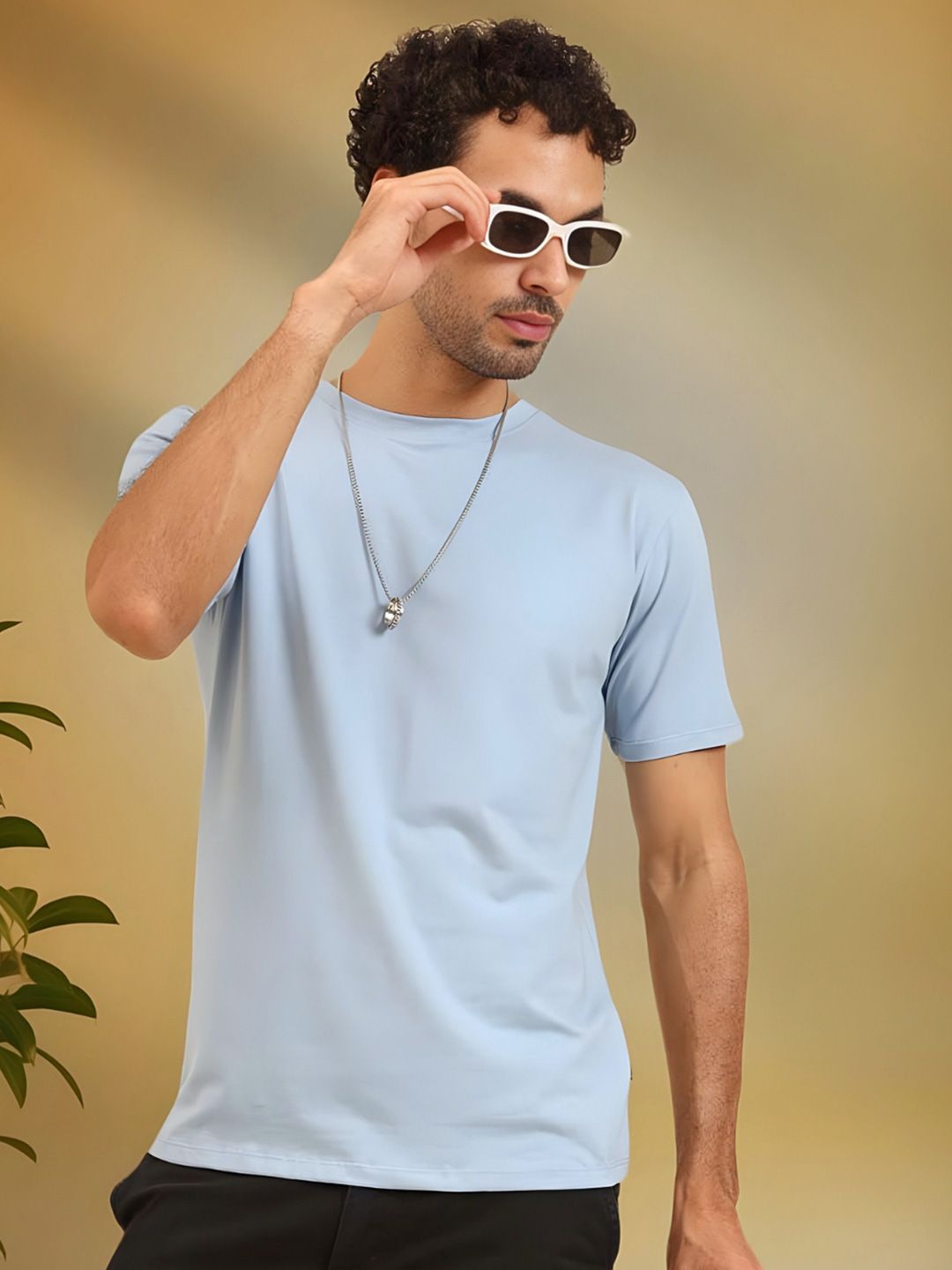 UNIQSOME Round Neck Pure Cotton T-shirt