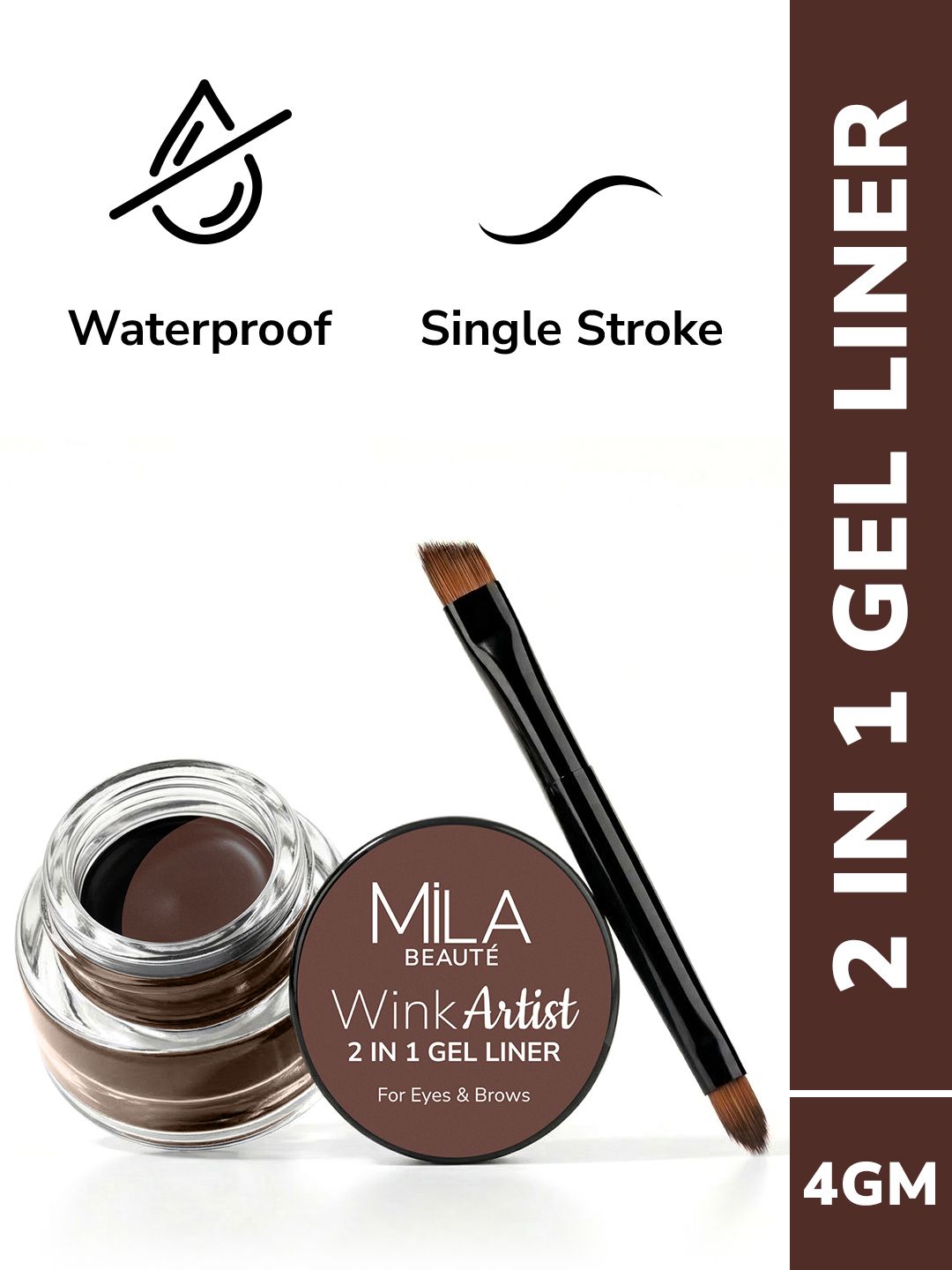 Buy MILA BEAUTE Wink Artist Waterproof 2 In 1 Gel Eyeliner  4 G  Brown 09 -  - Personal Care for Women