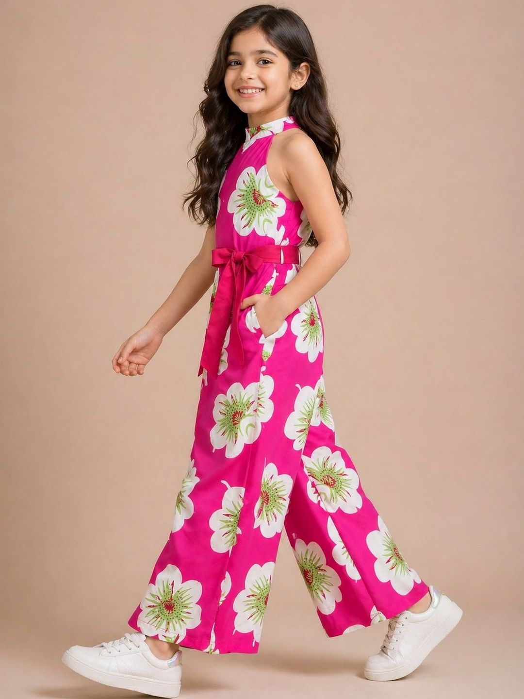 Girls Halter Neck Printed Basic Jumpsuit 3