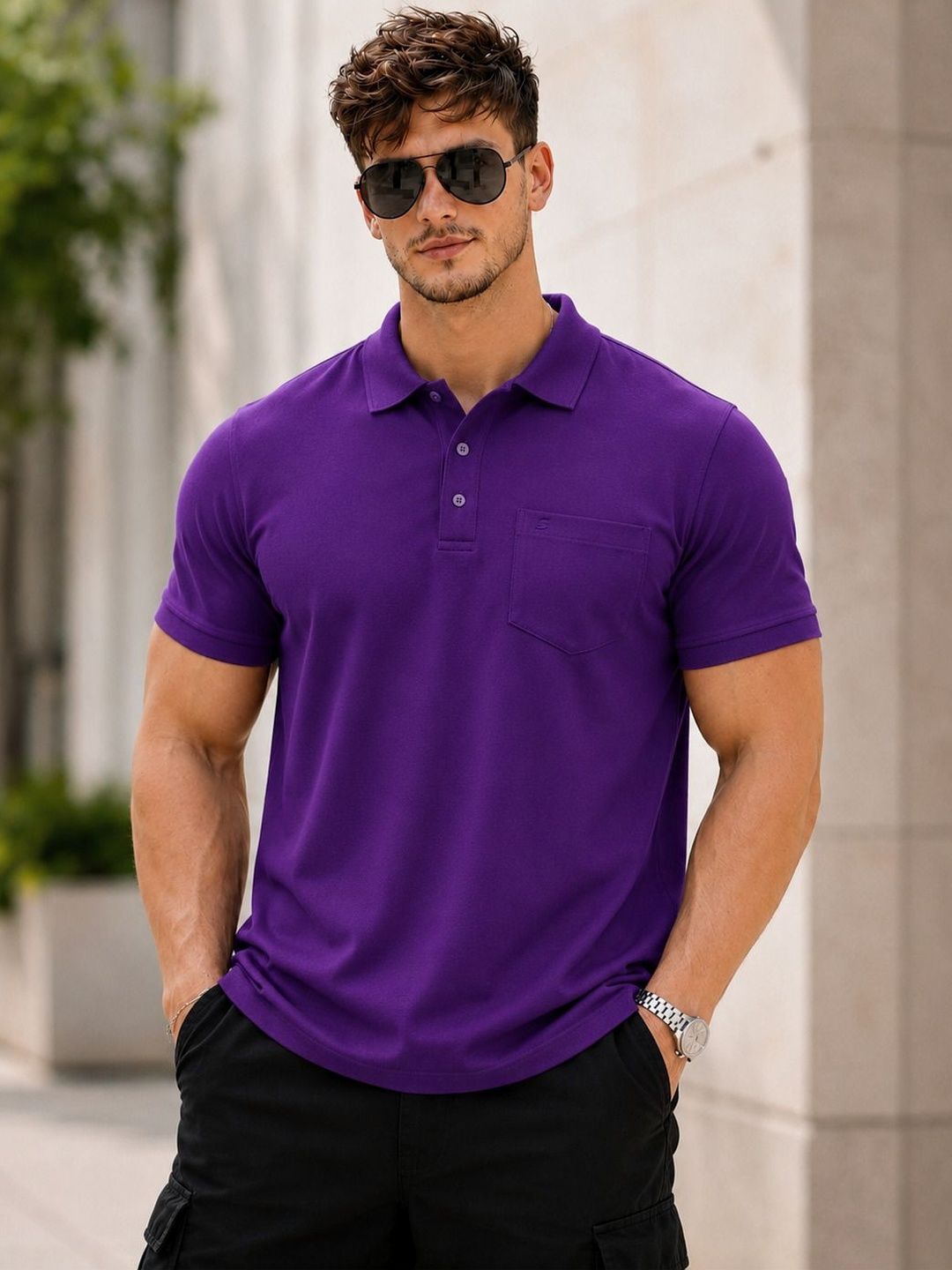 SCUBA Men Polo Collar Pockets T-shirt