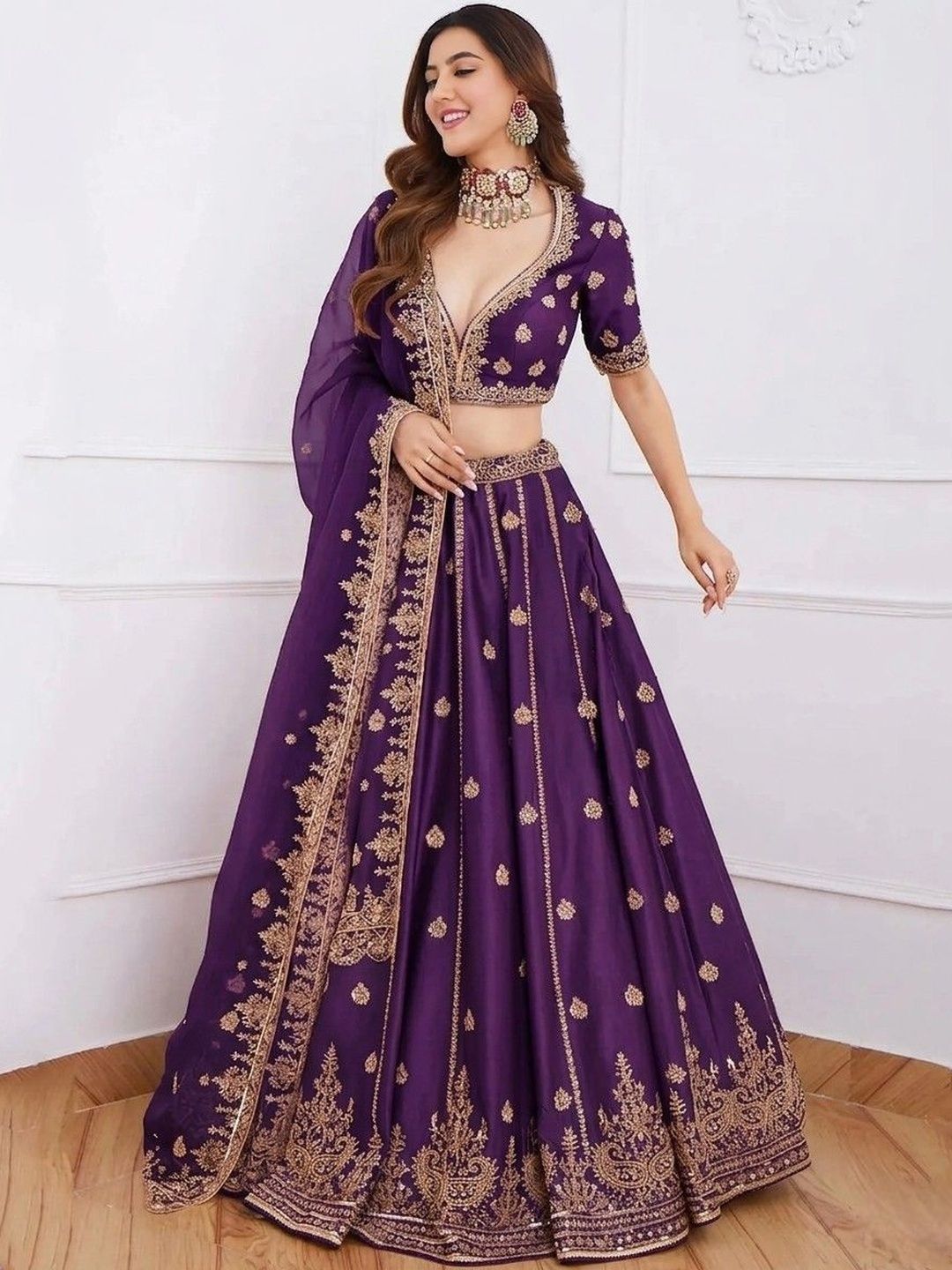 BAESD Embroidered Semi-Stitched Lehenga & Blouse With Dupatta