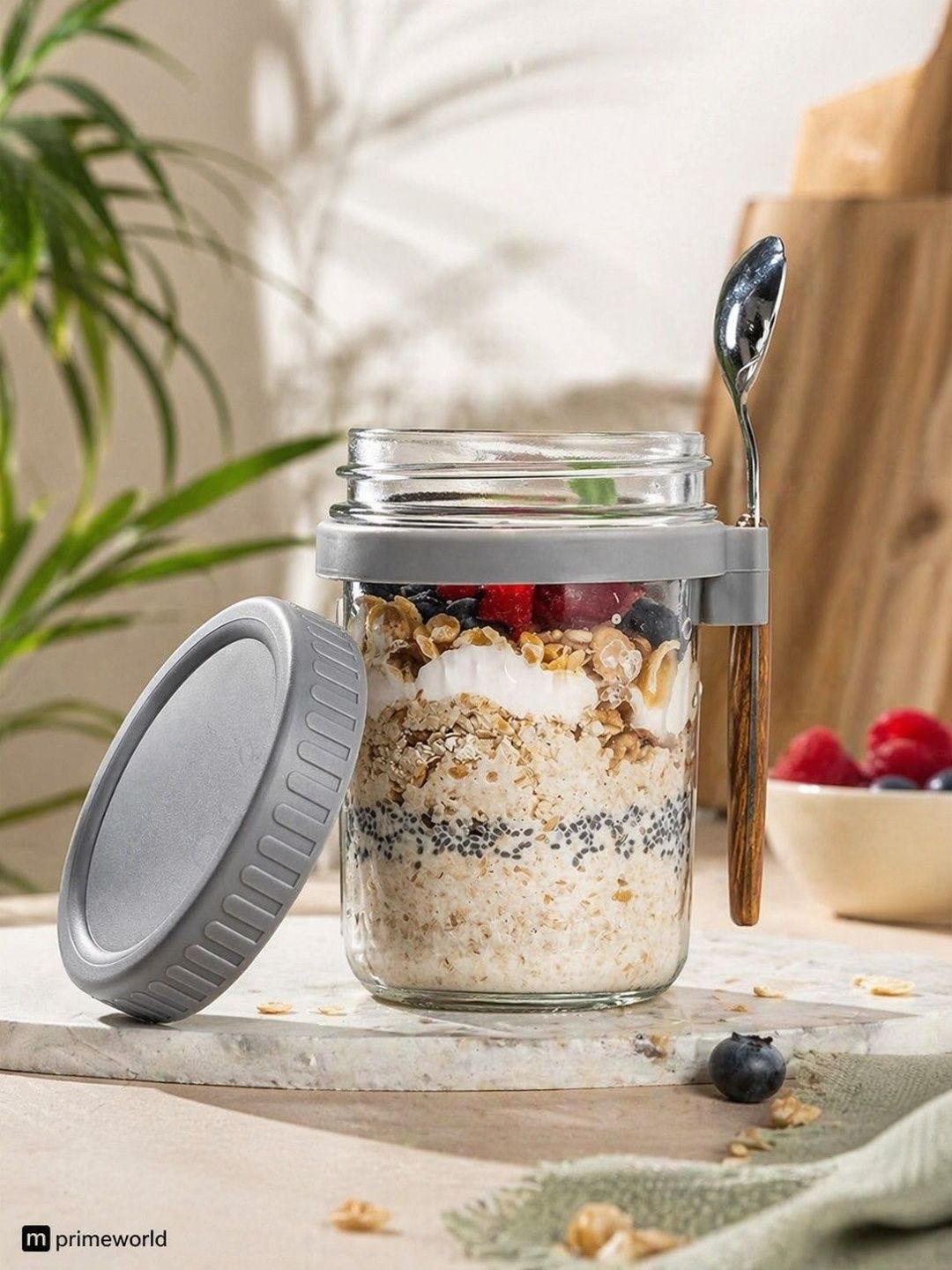 PrimeWorld Transparent 2026 Glass Easy to Clean Jar Container