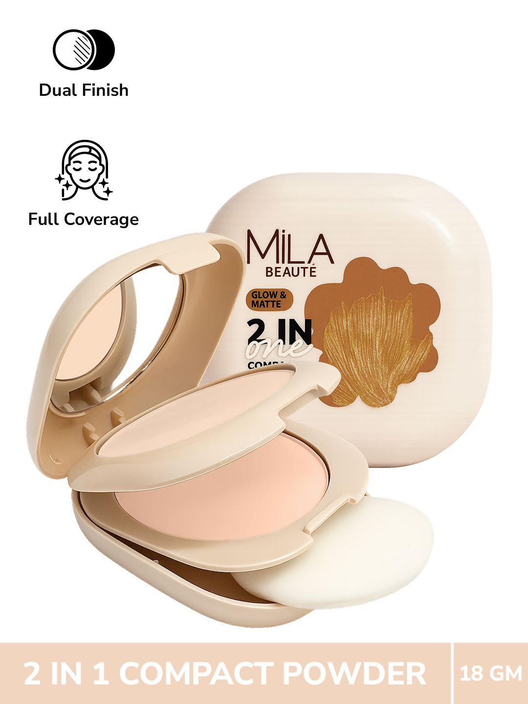 Buy MILA BEAUTE Glow & Matte 2 In 1 Compact With SPF 15   18 G   Ivory 01 -  - Personal Care for Women