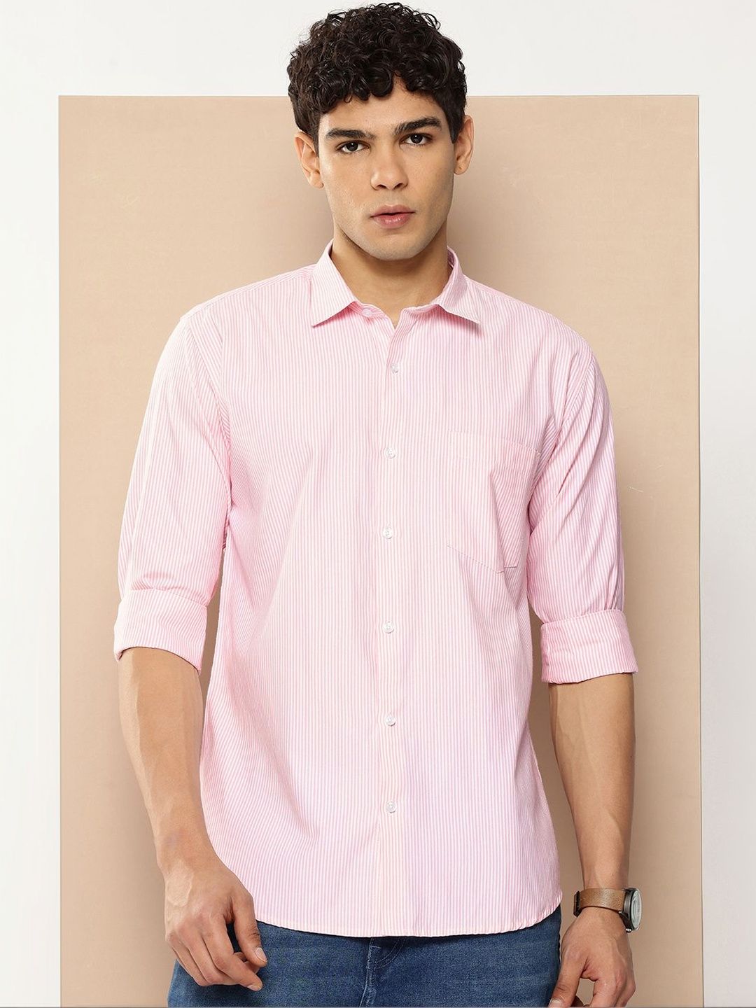 Mast & Harbour Men Premium Slim Fit Striped Casual Shirt