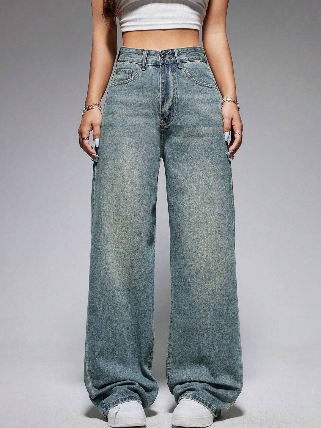 PINKLIT Women Regular Fit High-Rise Light Fade Jeans