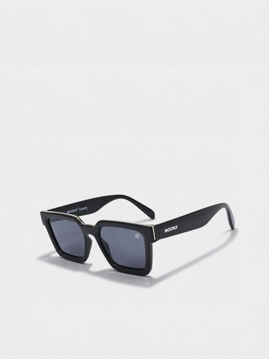 MoonX Unisex Black Lens & Black Square Sunglasses with